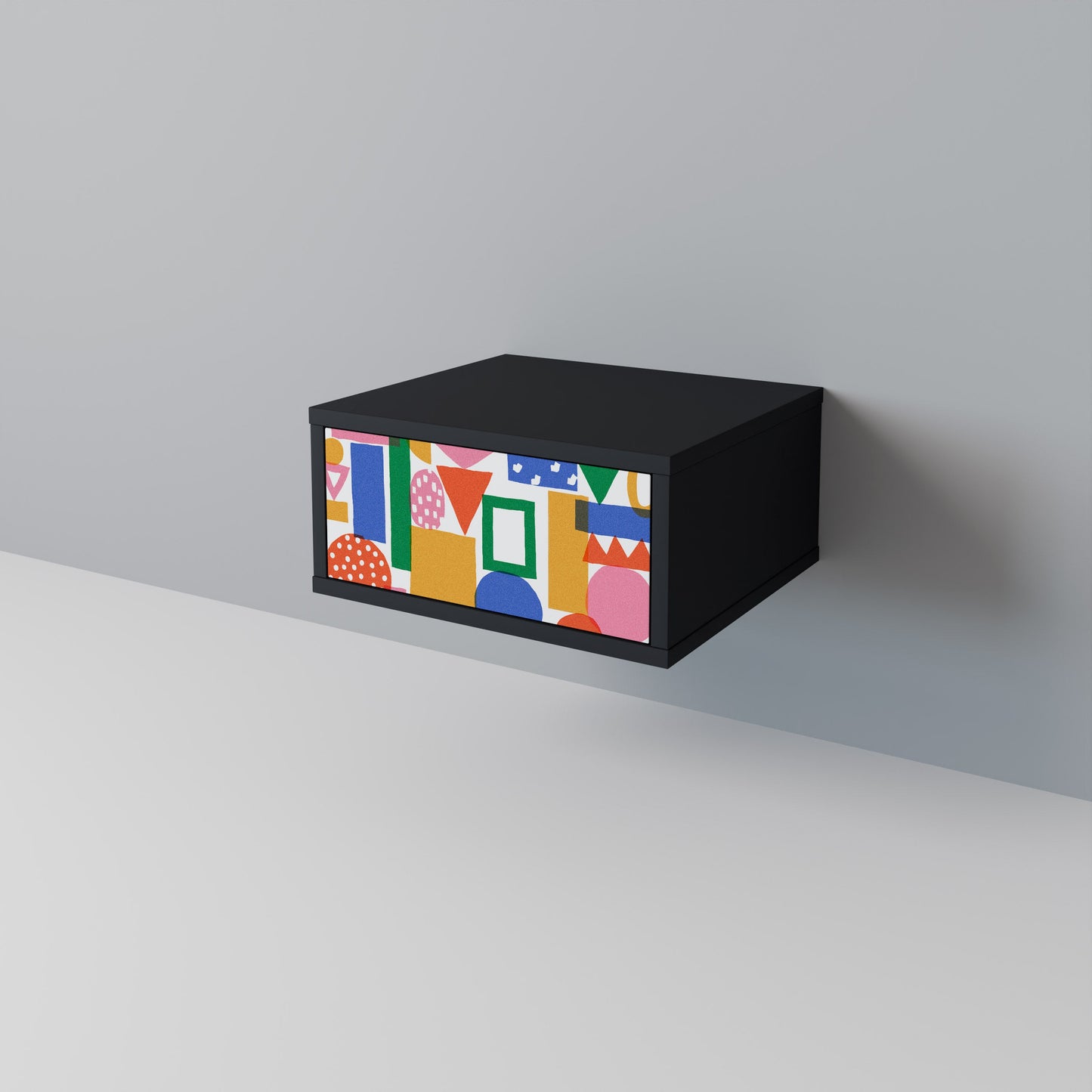 GEOMETRIC GLIMMER Nightstand in Black Finish