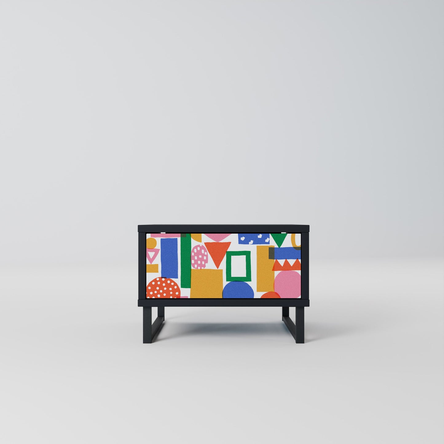 GEOMETRIC GLIMMER Nightstand in Black Finish
