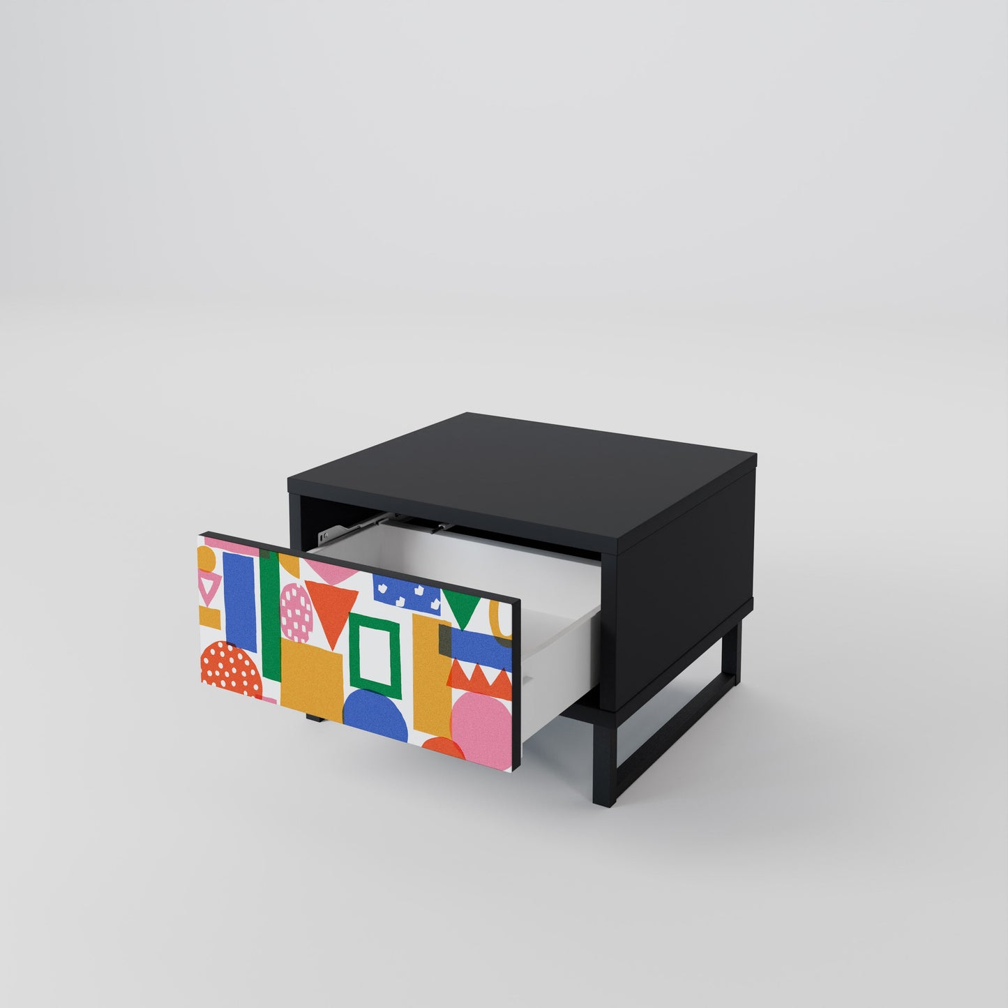 GEOMETRIC GLIMMER Nightstand in Black Finish