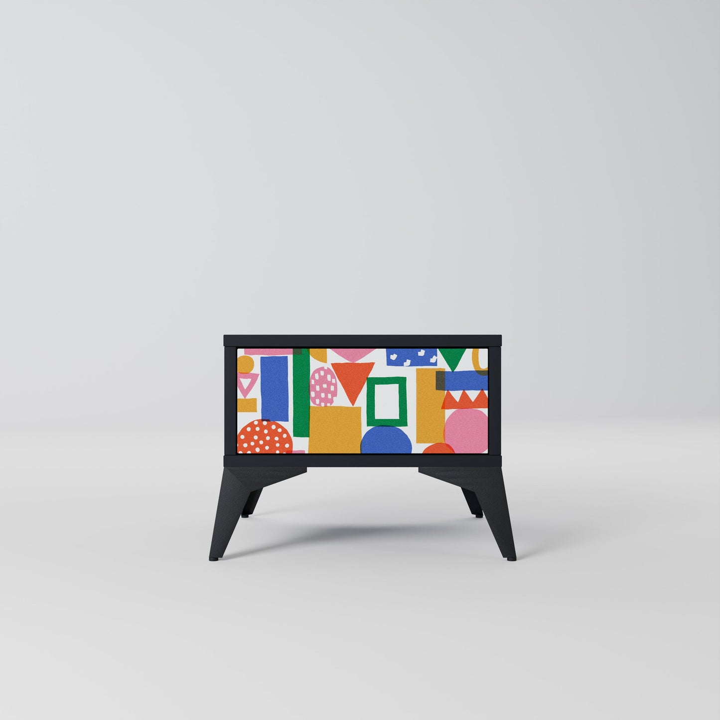 GEOMETRIC GLIMMER Nightstand in Black Finish