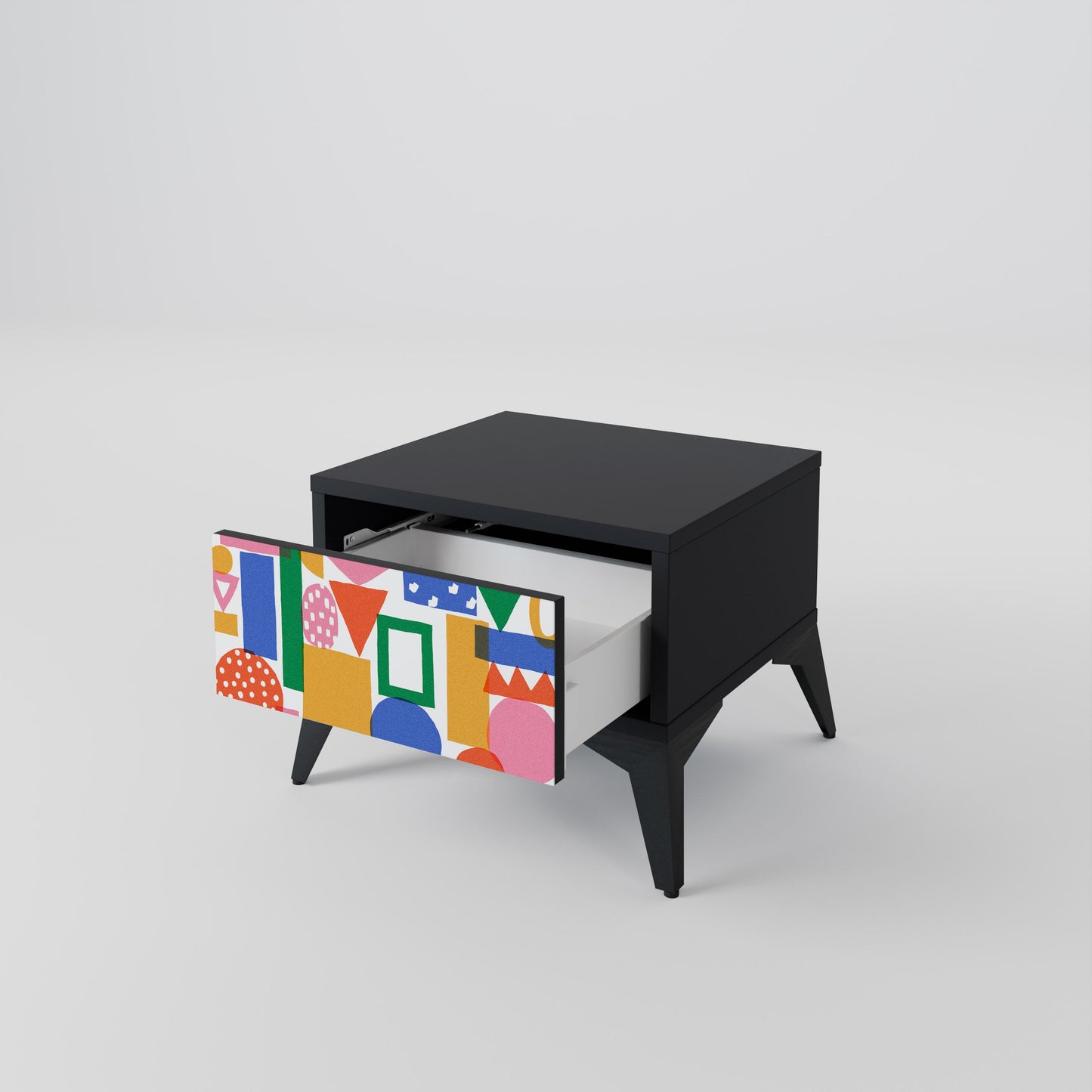 GEOMETRIC GLIMMER Nightstand in Black Finish