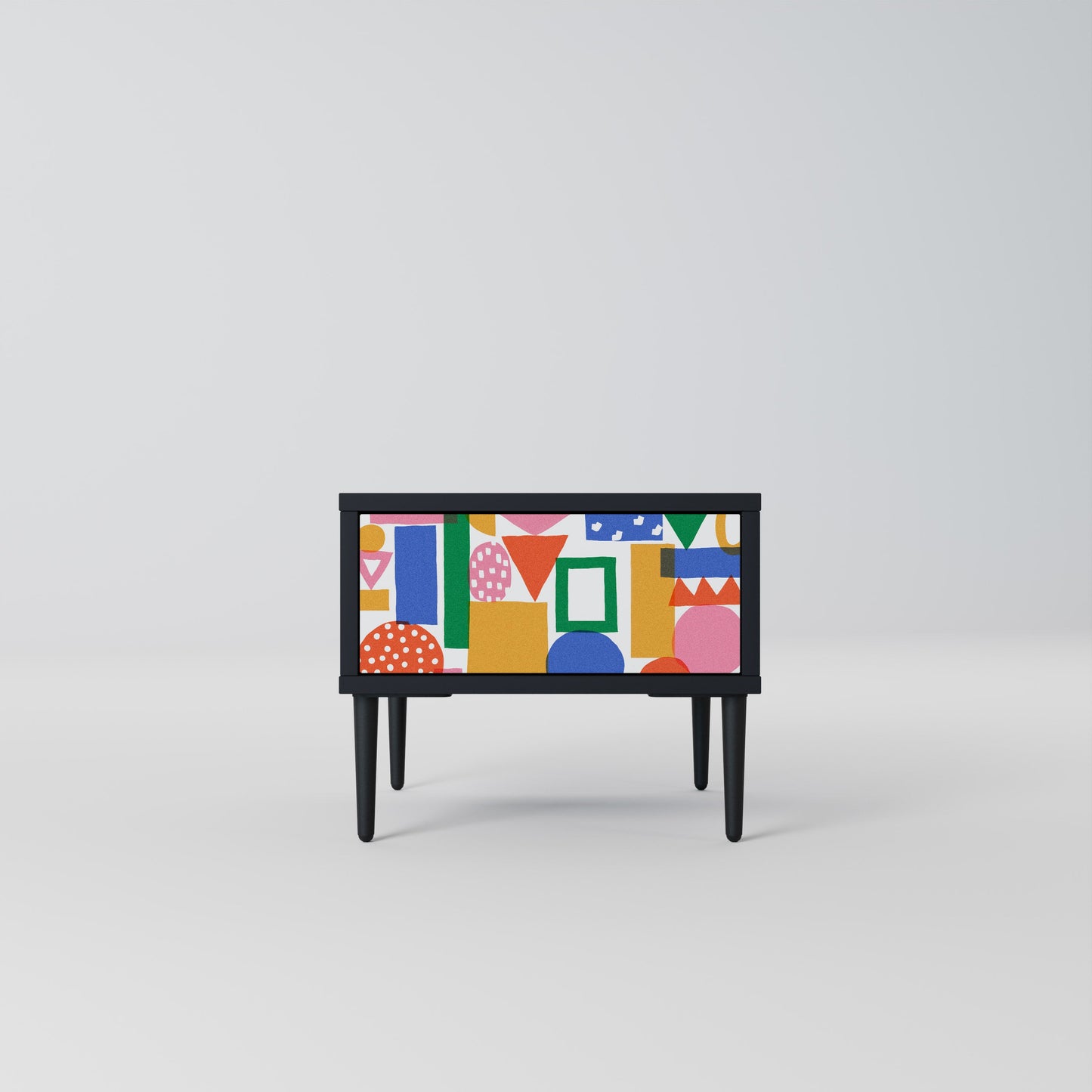 GEOMETRIC GLIMMER Nightstand in Black Finish