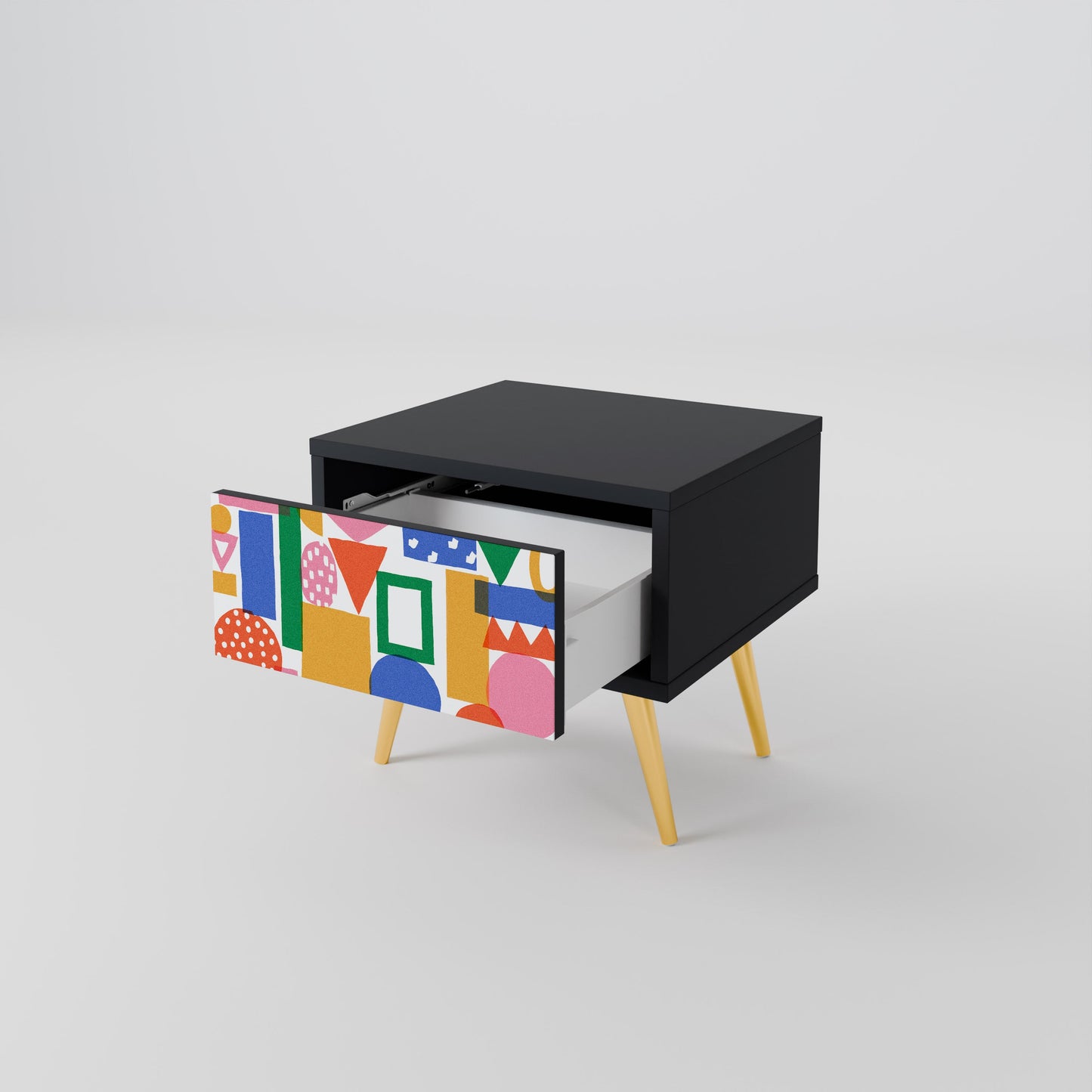 GEOMETRIC GLIMMER Nightstand in Black Finish