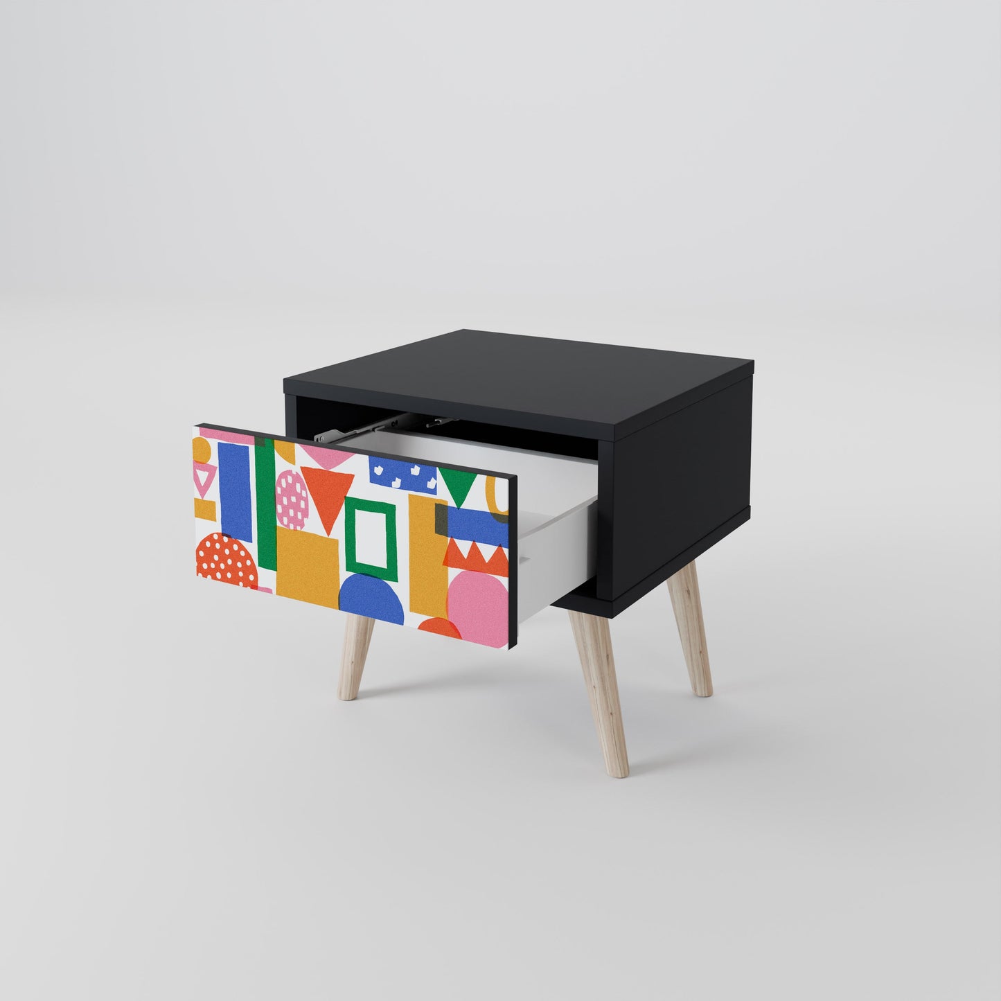 GEOMETRIC GLIMMER Nightstand in Black Finish