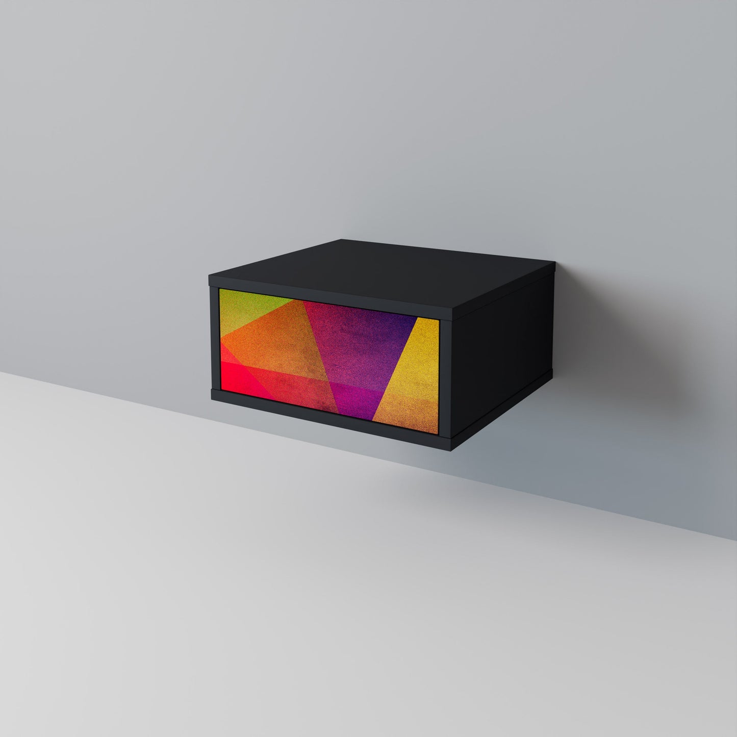 VIVID GEOMETRY Nightstand in Black Finish