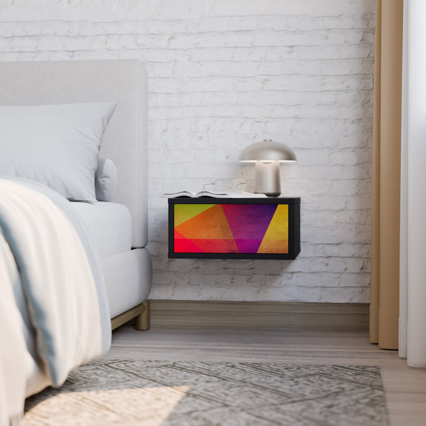VIVID GEOMETRY Nightstand in Black Finish