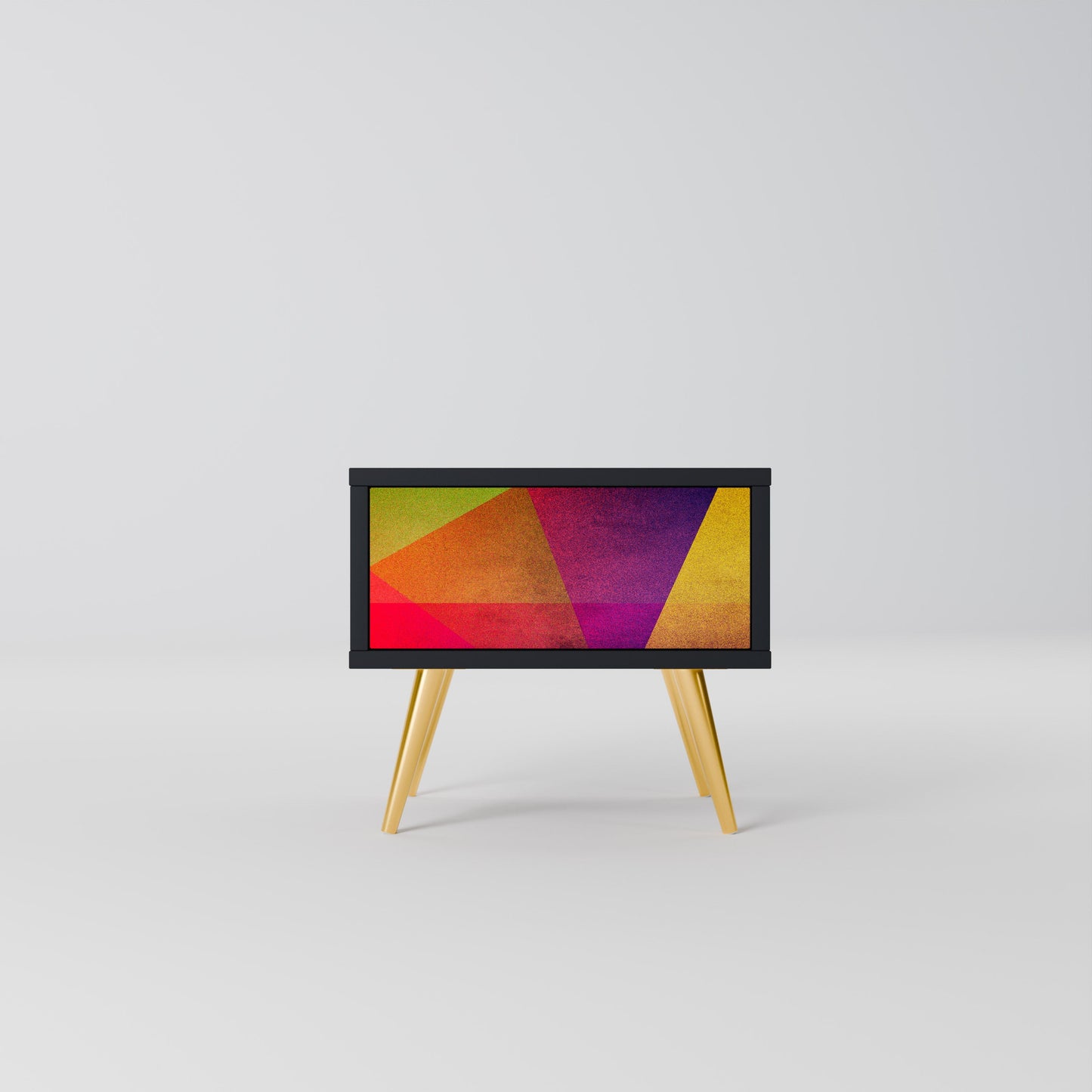 VIVID GEOMETRY Nightstand in Black Finish