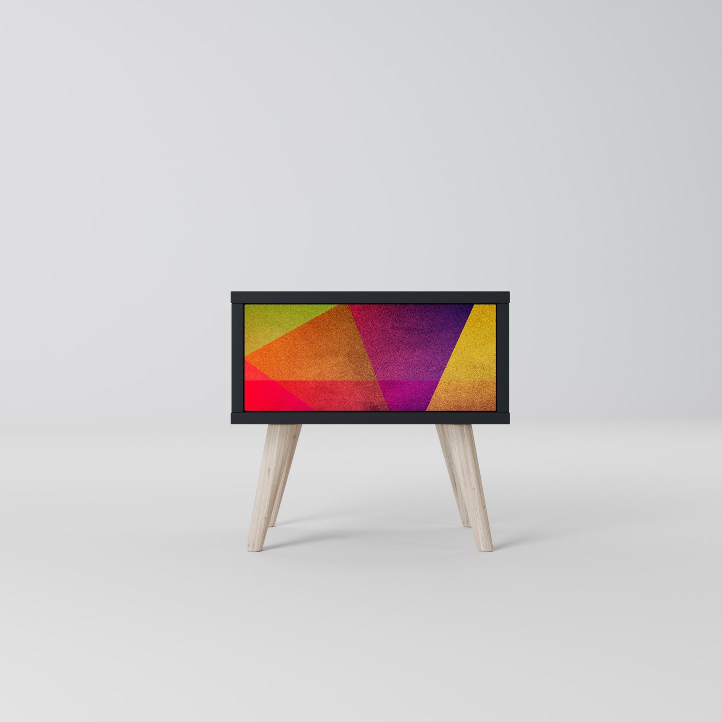 VIVID GEOMETRY Nightstand in Black Finish