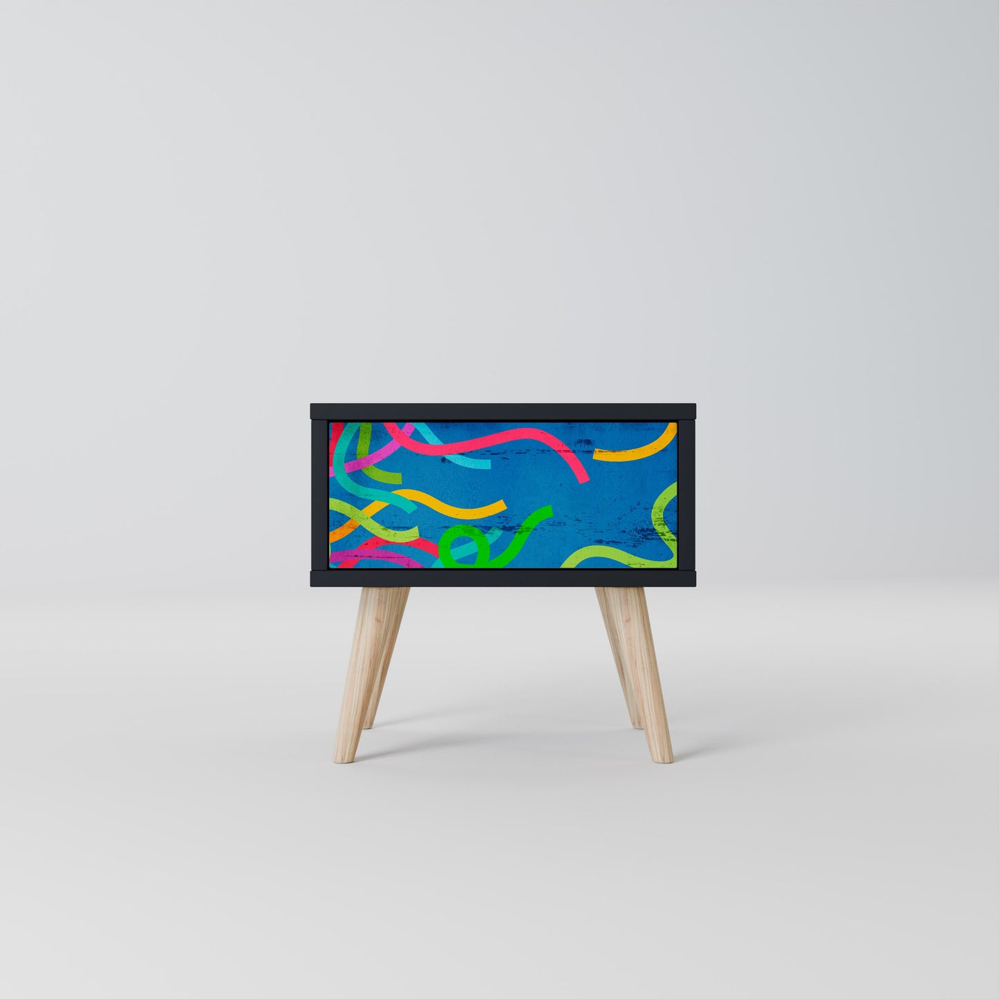 STREAMER TANGLE Nightstand in Black Finish