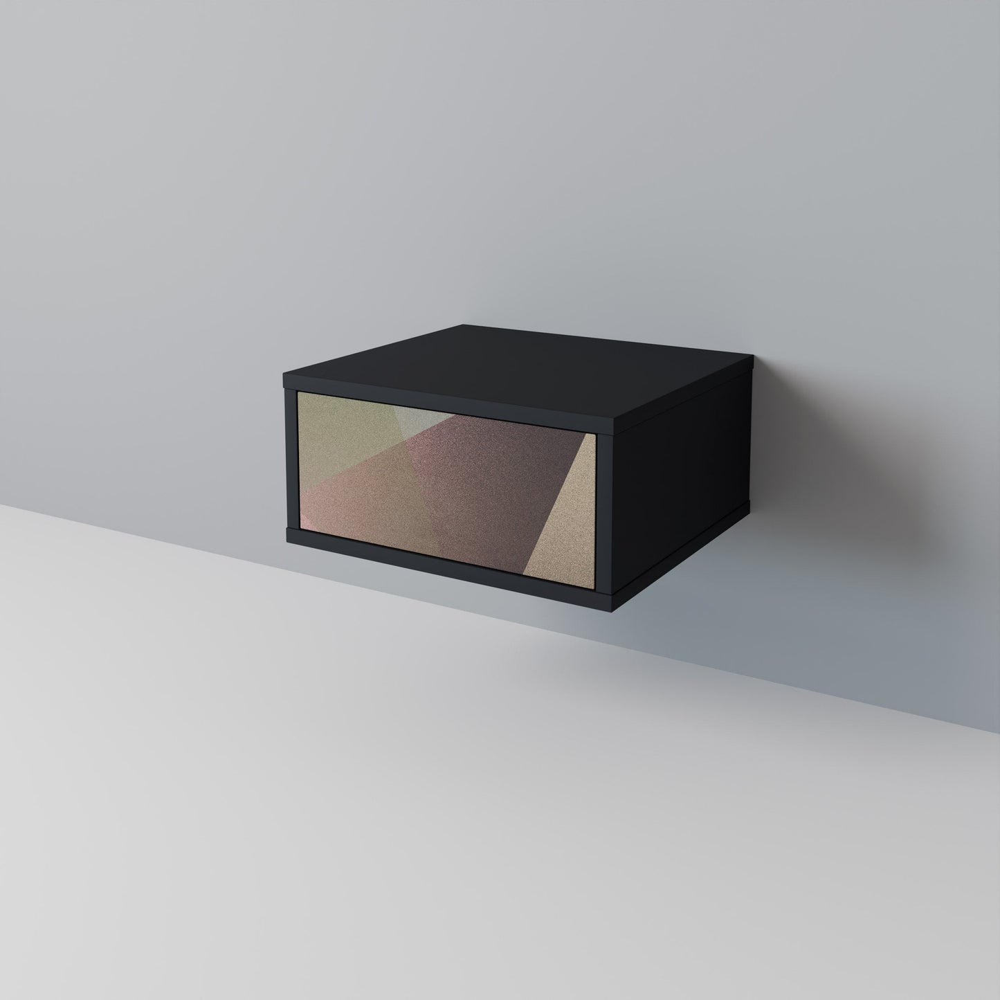 BEIGE GEOMETRY Nightstand in Black Finish