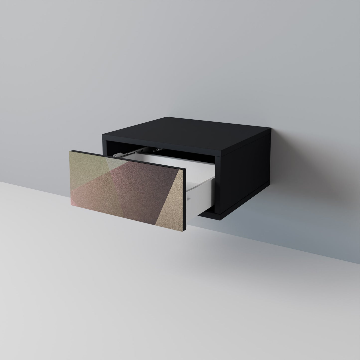 BEIGE GEOMETRY Nightstand in Black Finish