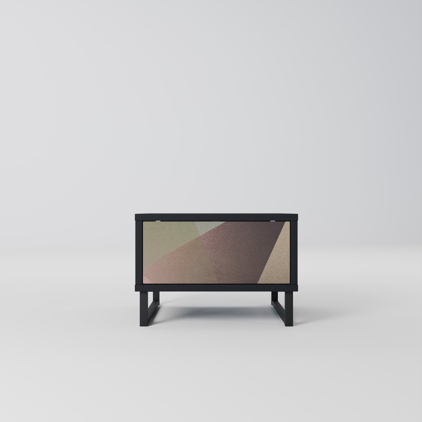 BEIGE GEOMETRY Nightstand in Black Finish