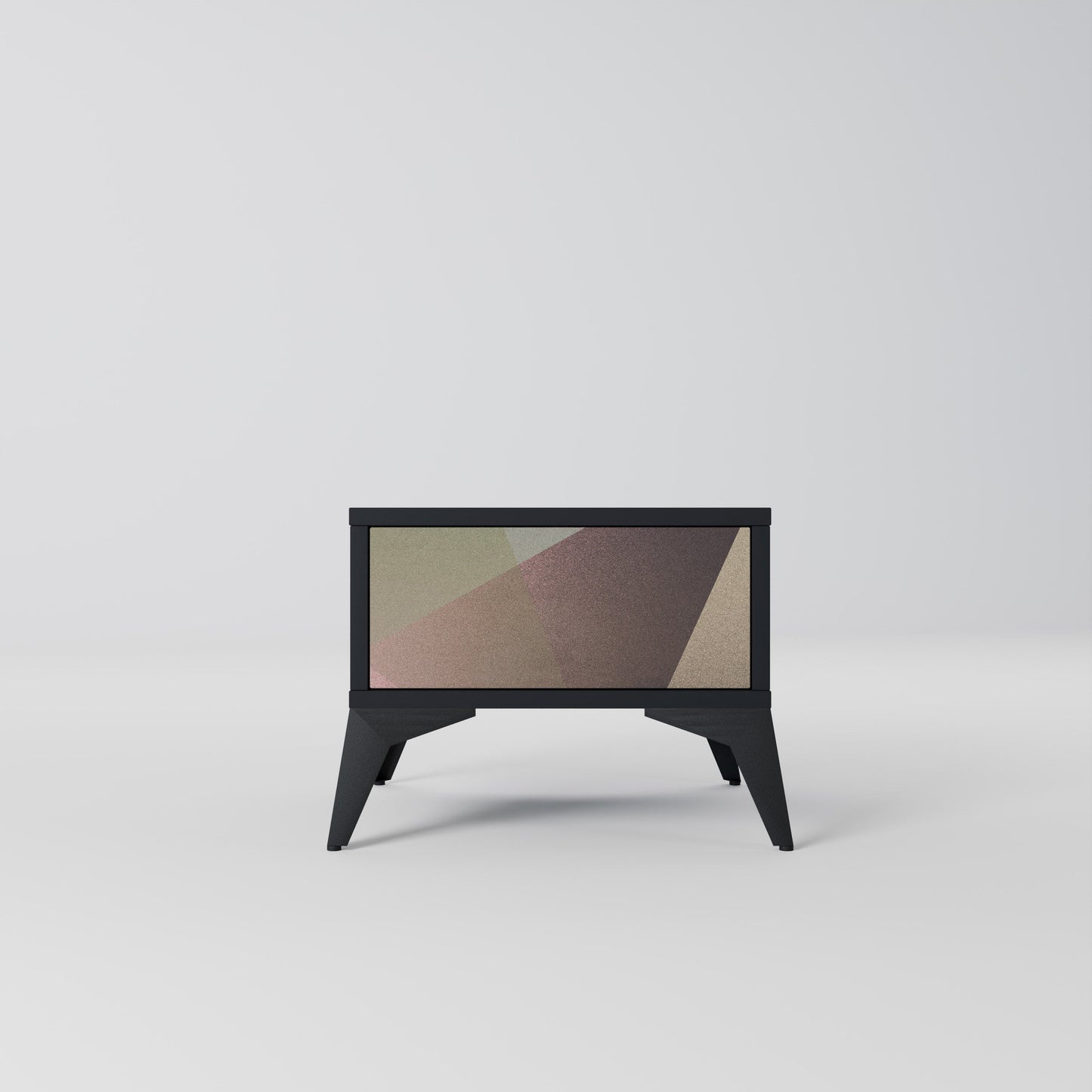 BEIGE GEOMETRY Nightstand in Black Finish