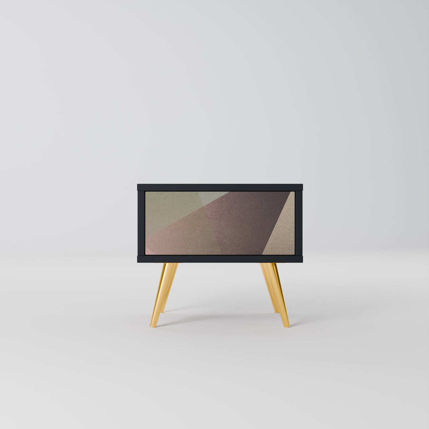 BEIGE GEOMETRY Nightstand in Black Finish