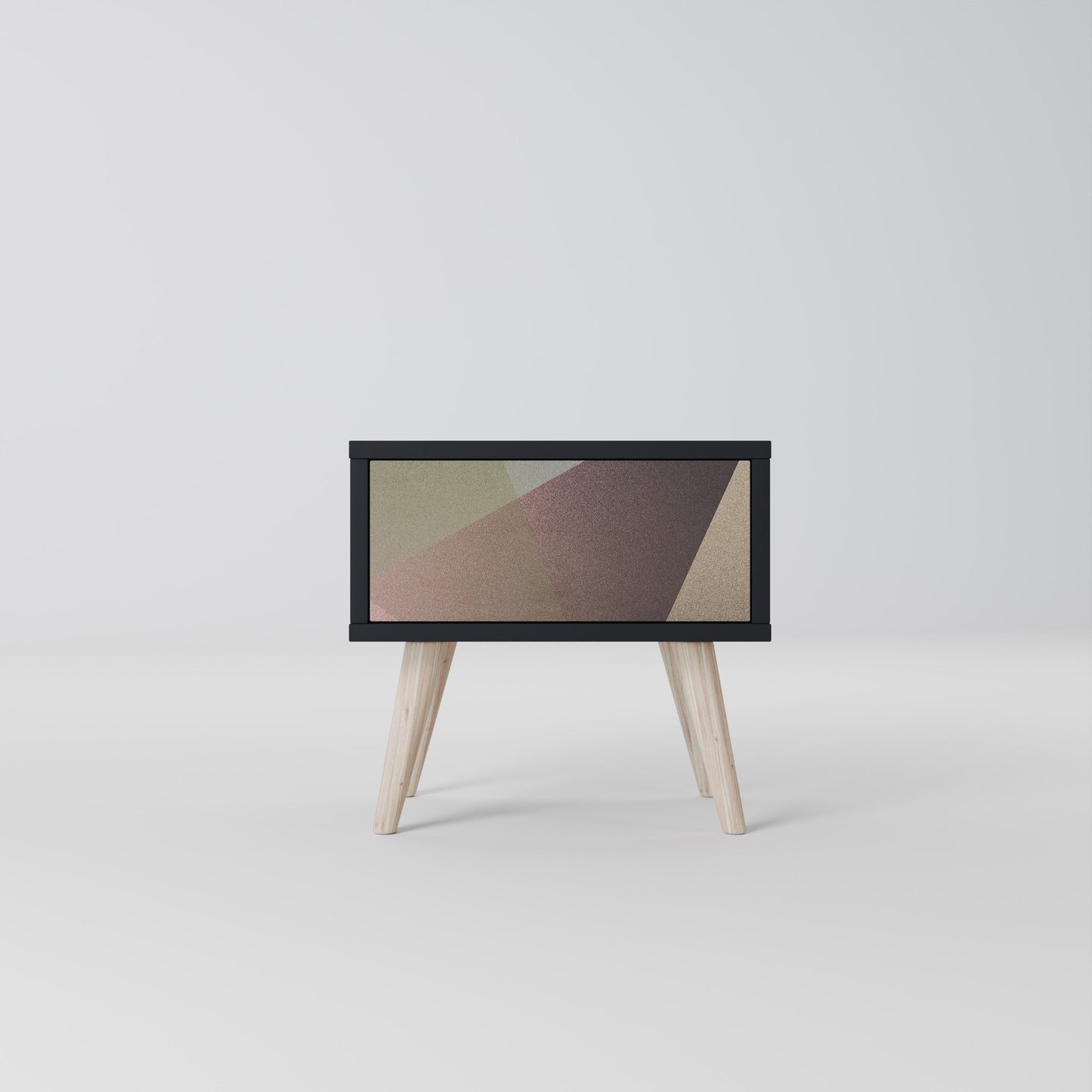 BEIGE GEOMETRY Nightstand in Black Finish