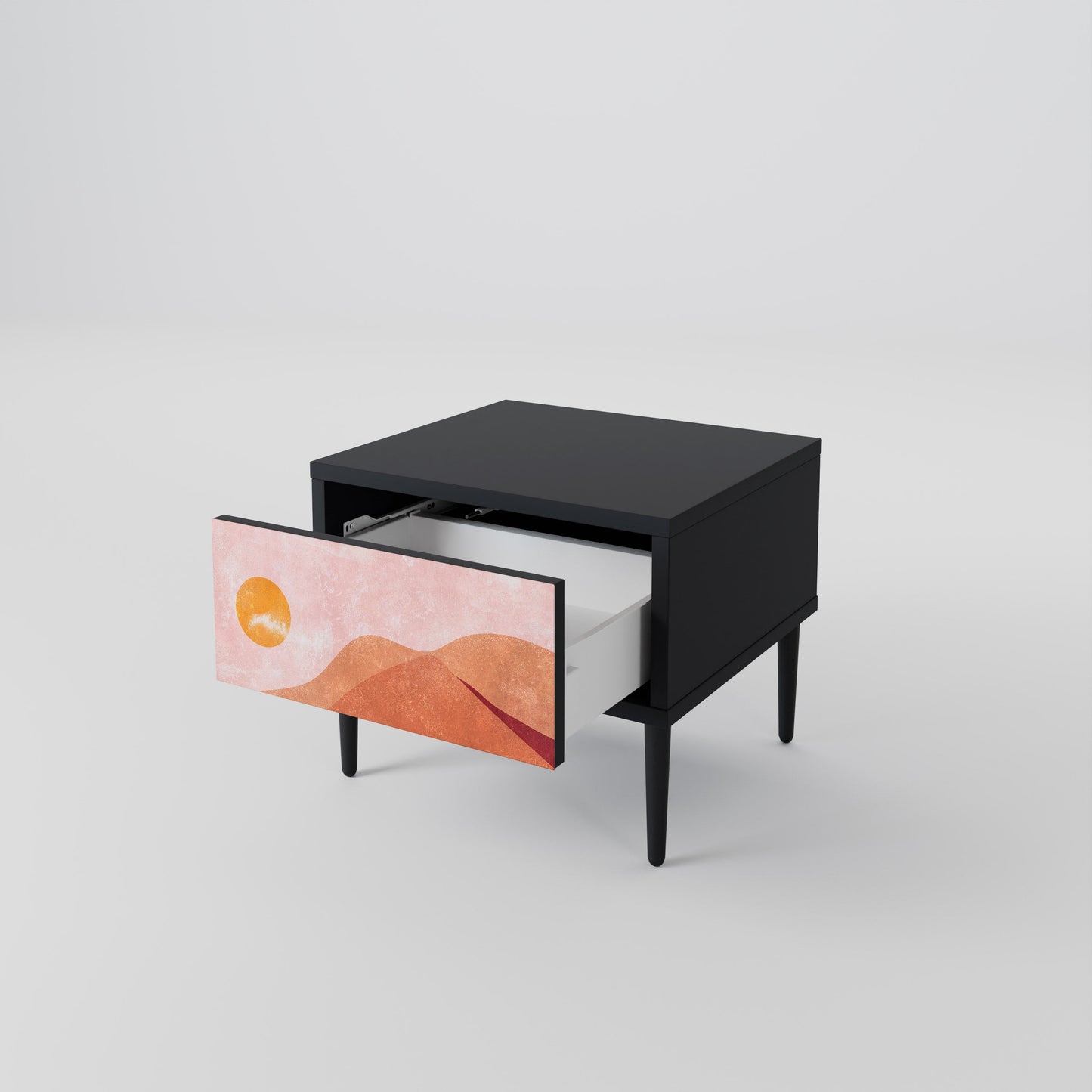 LUMINOUS SUNLIGHT Nightstand in Black Finish