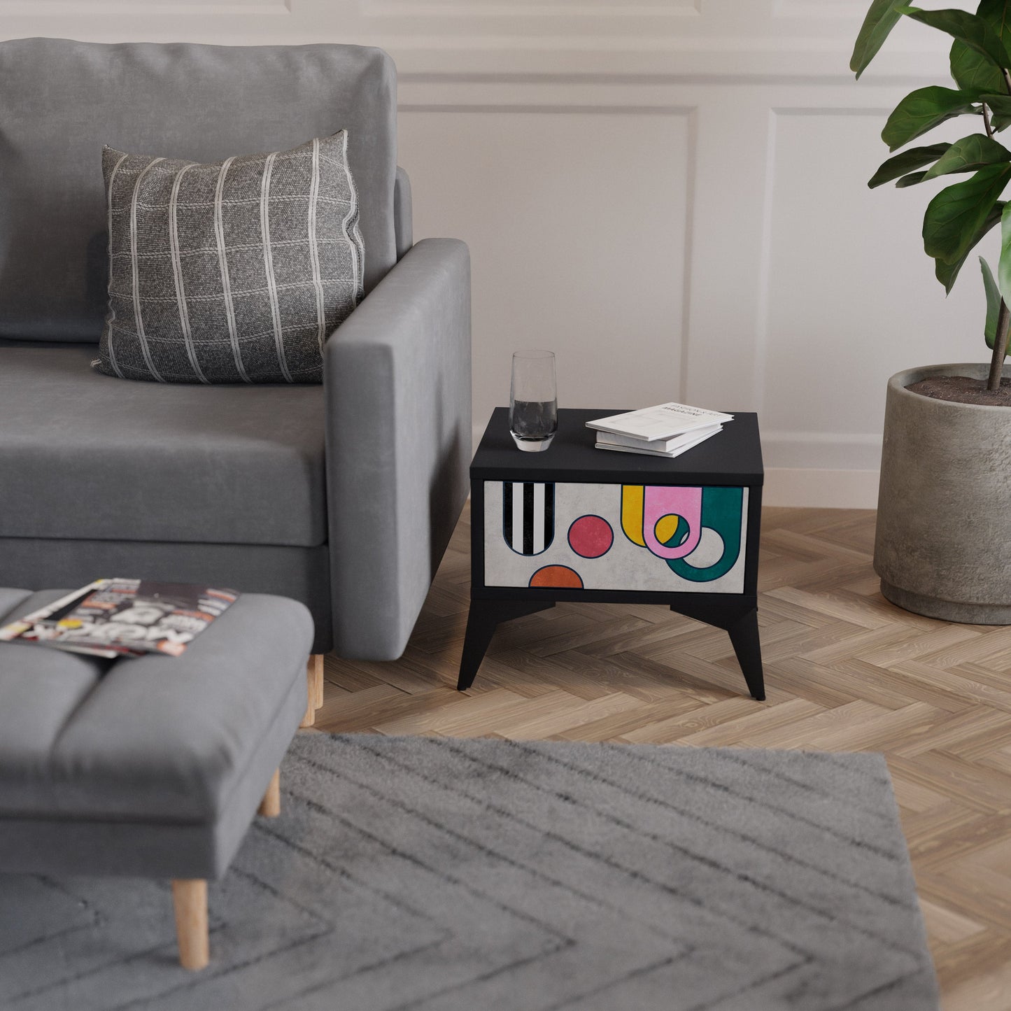 COOL STORY Nightstand in Black Finish