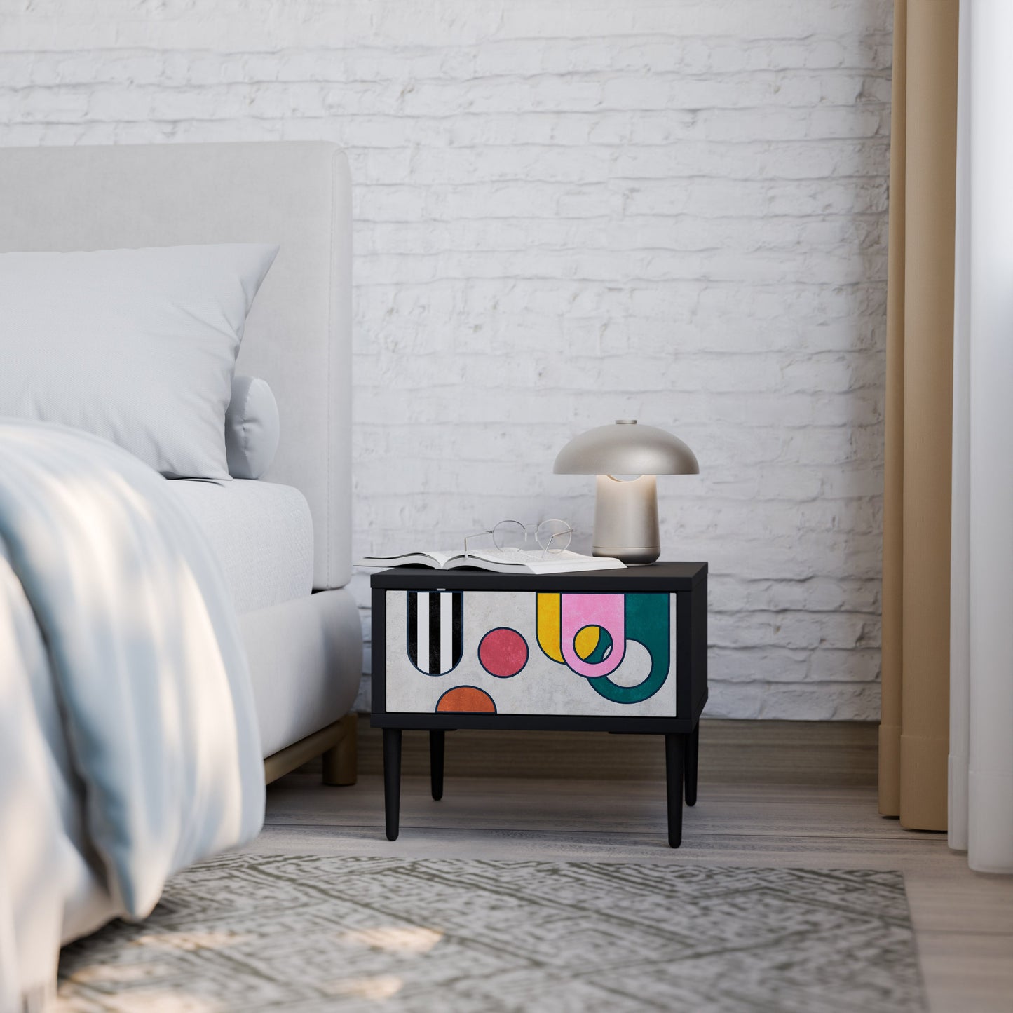 COOL STORY Nightstand in Black Finish