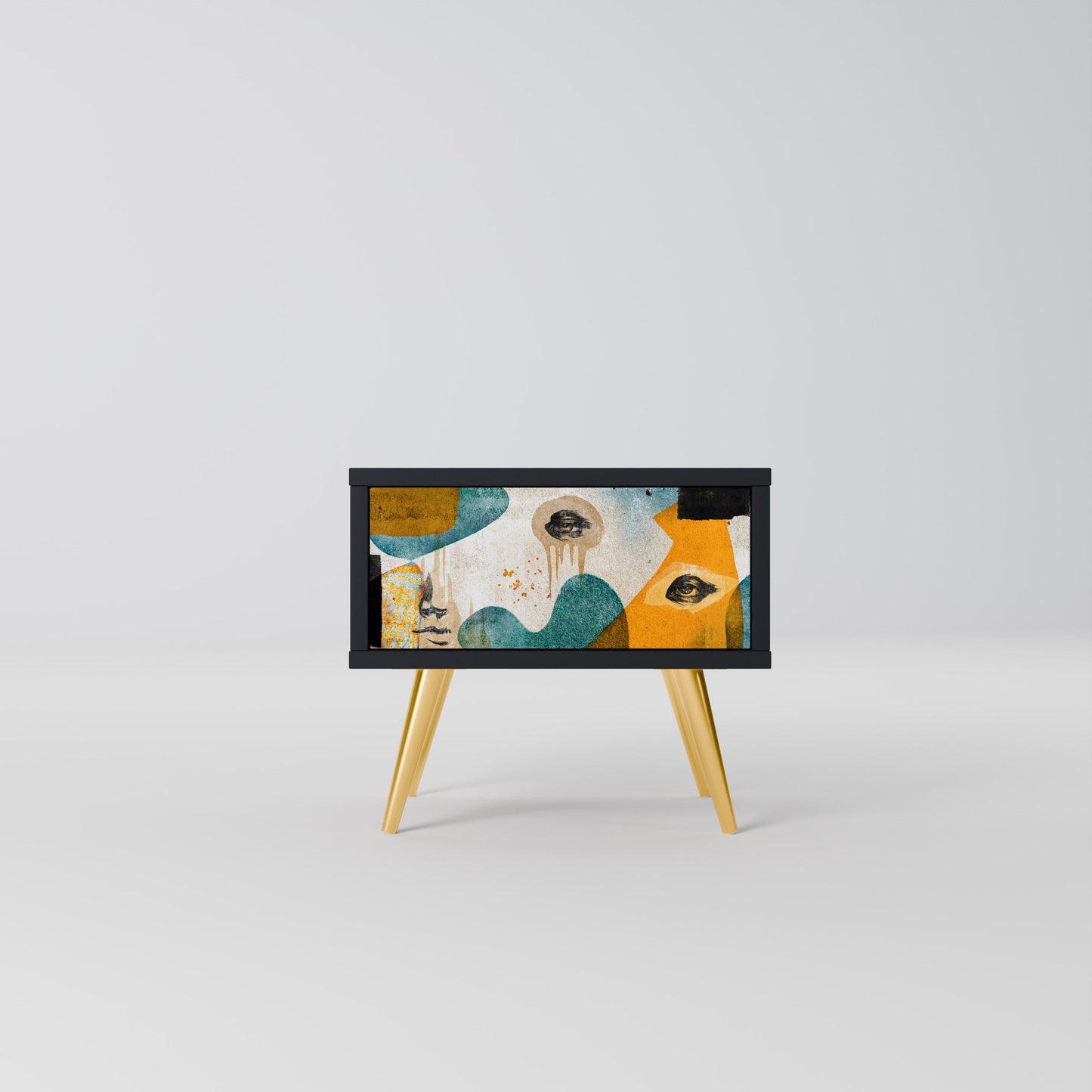 ABSTRACT FACES Nightstand in Black Finish