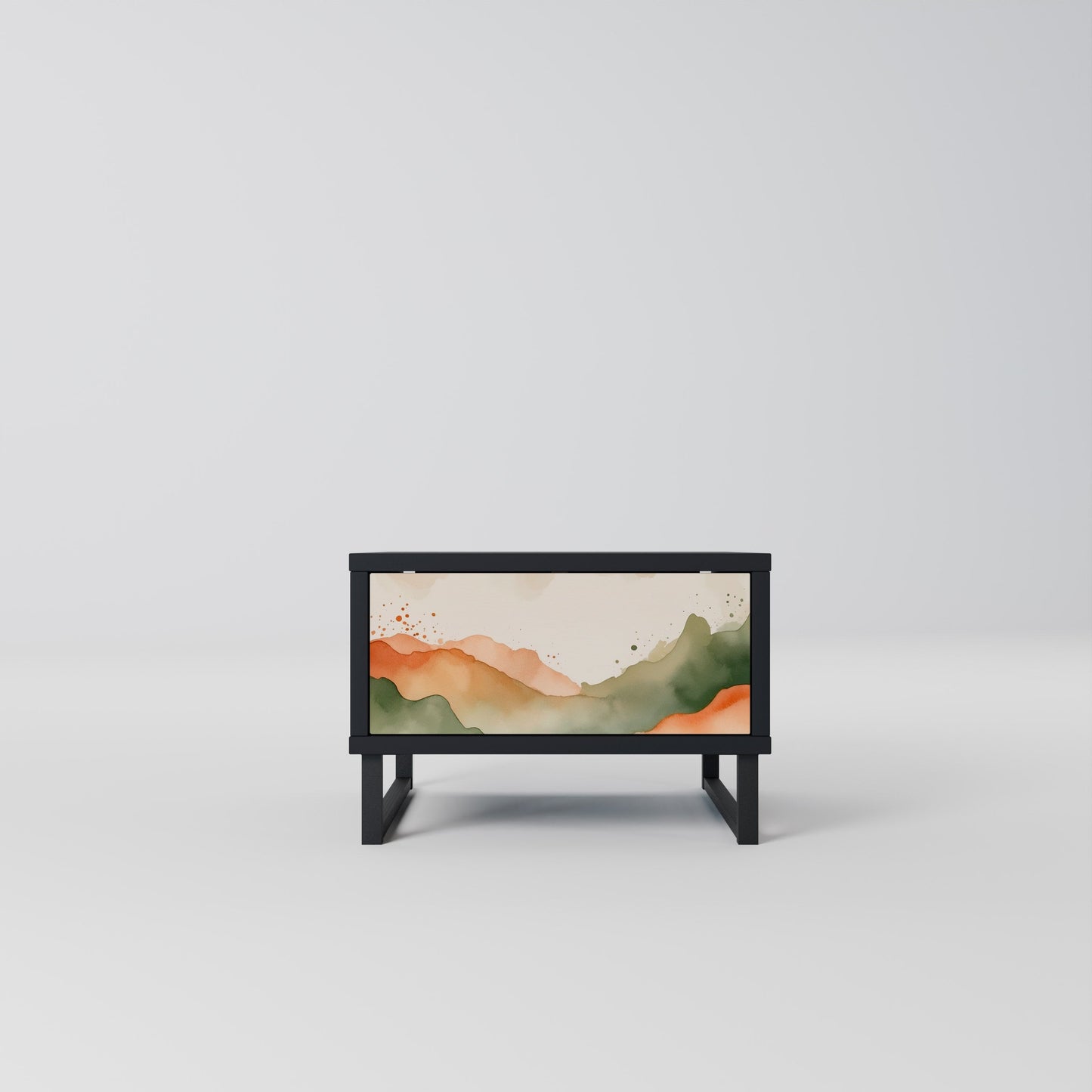Comodino WATERCOLOUR PEAKS in finitura nera