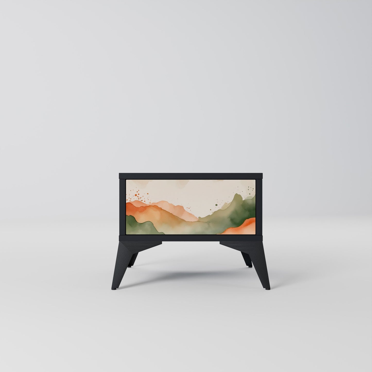 Comodino WATERCOLOUR PEAKS in finitura nera