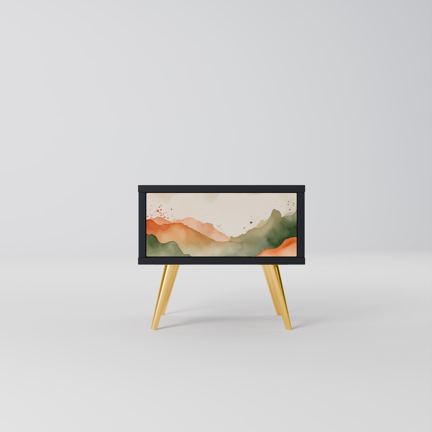 Comodino WATERCOLOUR PEAKS in finitura nera
