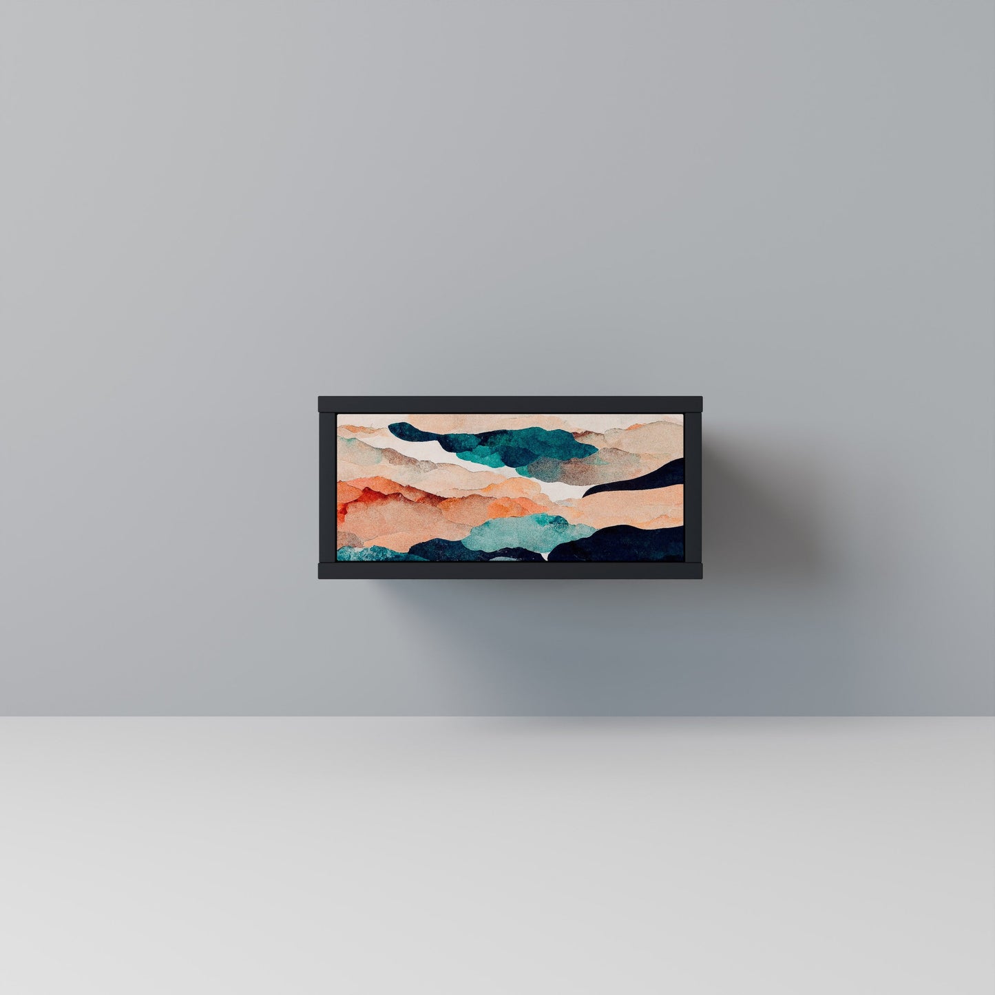 ABSTRACT LANDSCAPE Nightstand in Black Finish