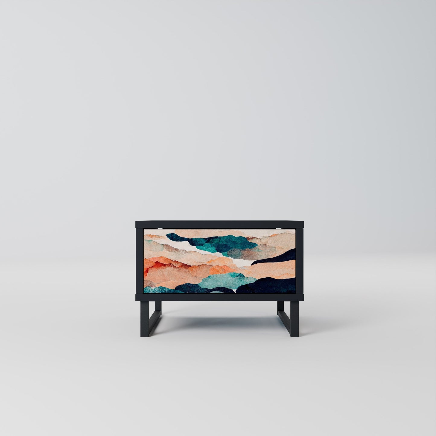 ABSTRACT LANDSCAPE Nightstand in Black Finish