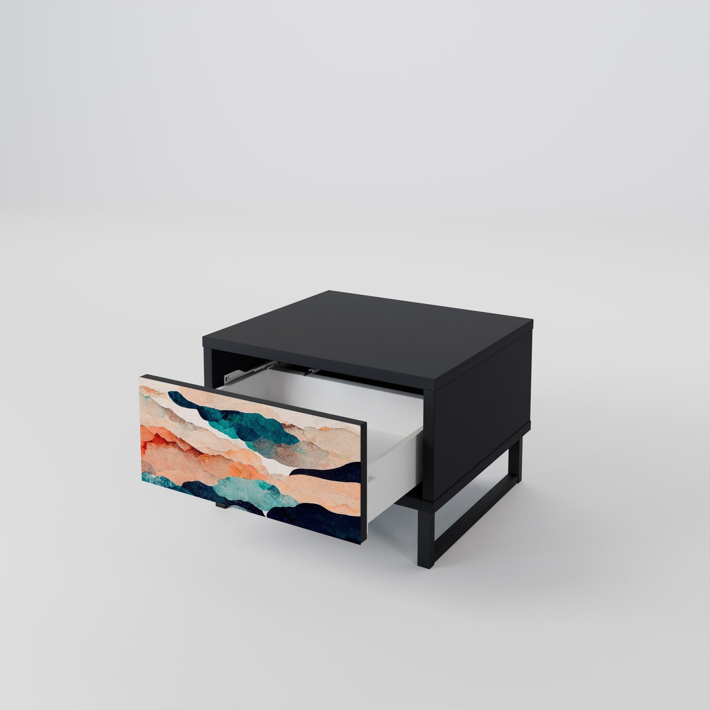 ABSTRACT LANDSCAPE Nightstand in Black Finish