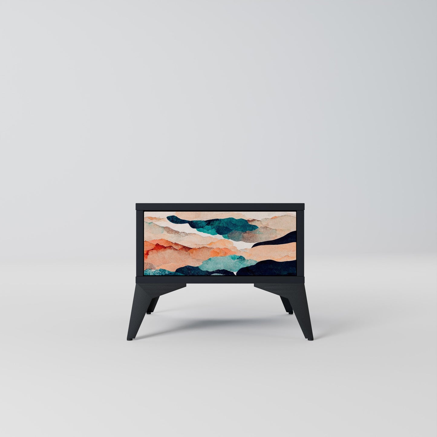 ABSTRACT LANDSCAPE Nightstand in Black Finish