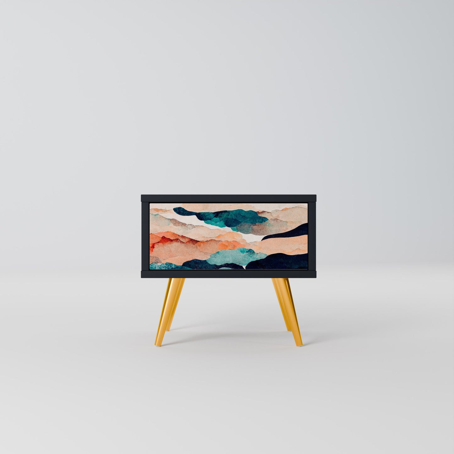 ABSTRACT LANDSCAPE Nightstand in Black Finish