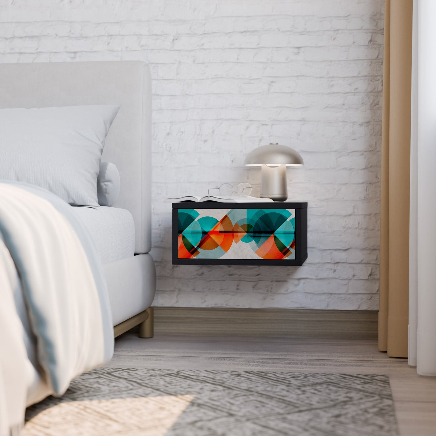 CIRCULAR RHAPSODY Nightstand in Black Finish