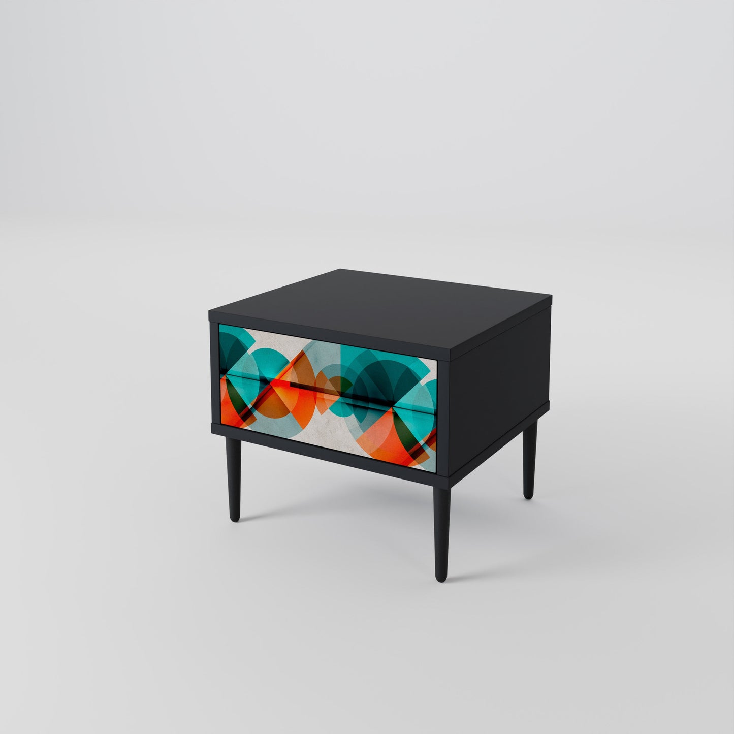 CIRCULAR RHAPSODY Nightstand in Black Finish