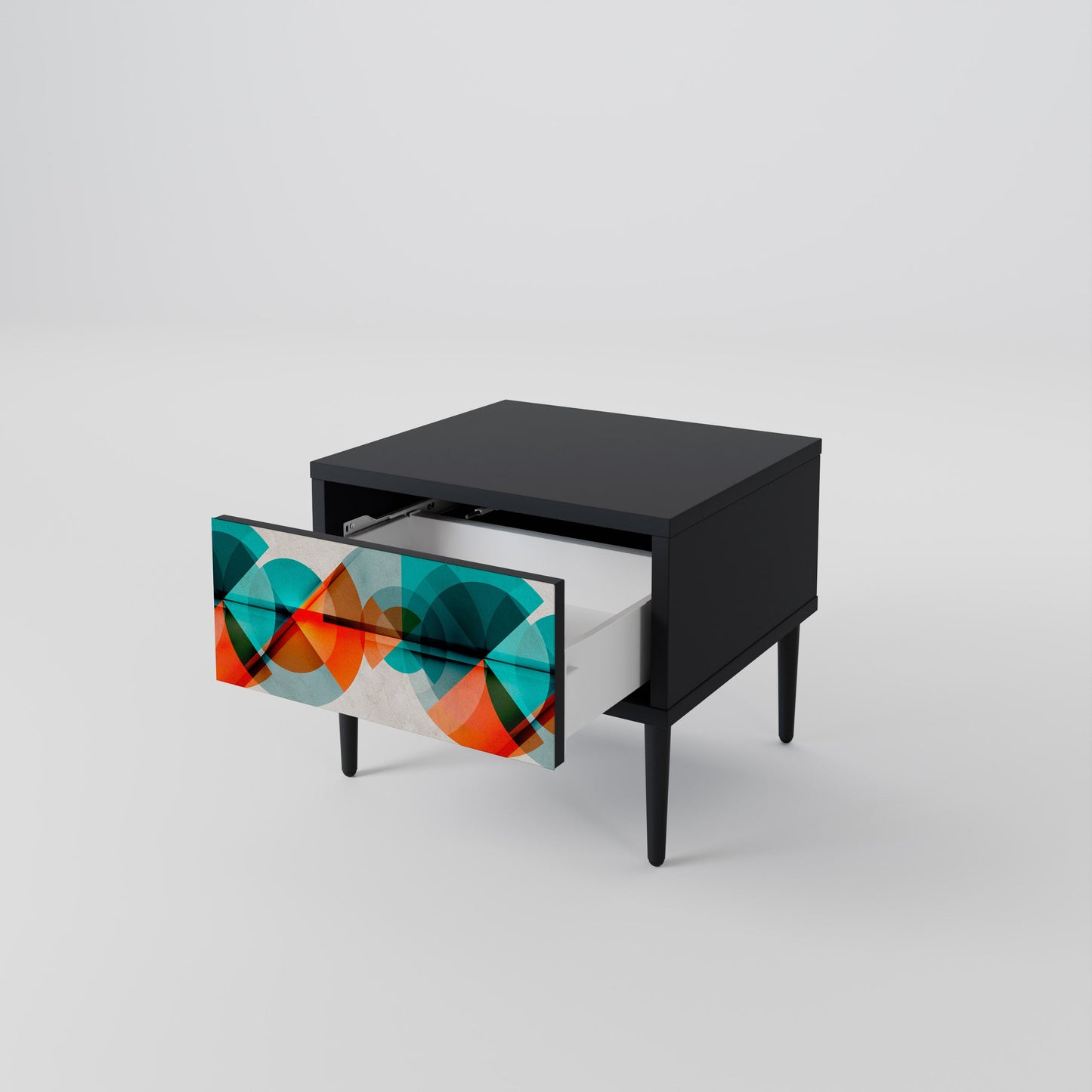 CIRCULAR RHAPSODY Nightstand in Black Finish