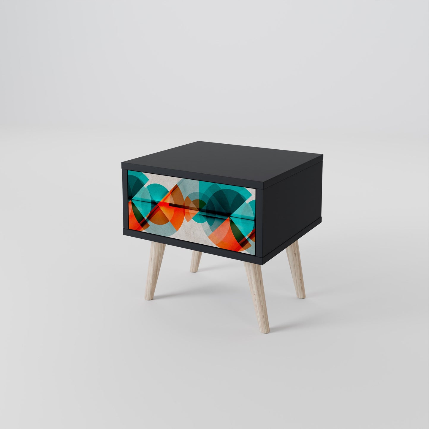 CIRCULAR RHAPSODY Nightstand in Black Finish