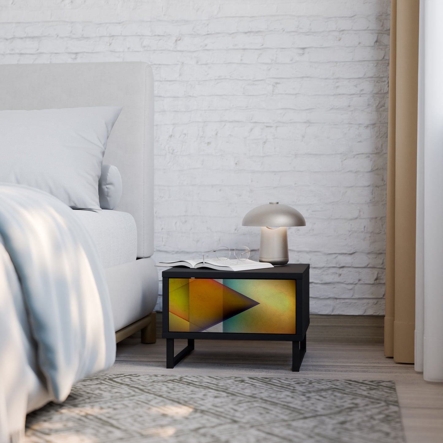 PIERCING SHARPNESS Nightstand in Black Finish