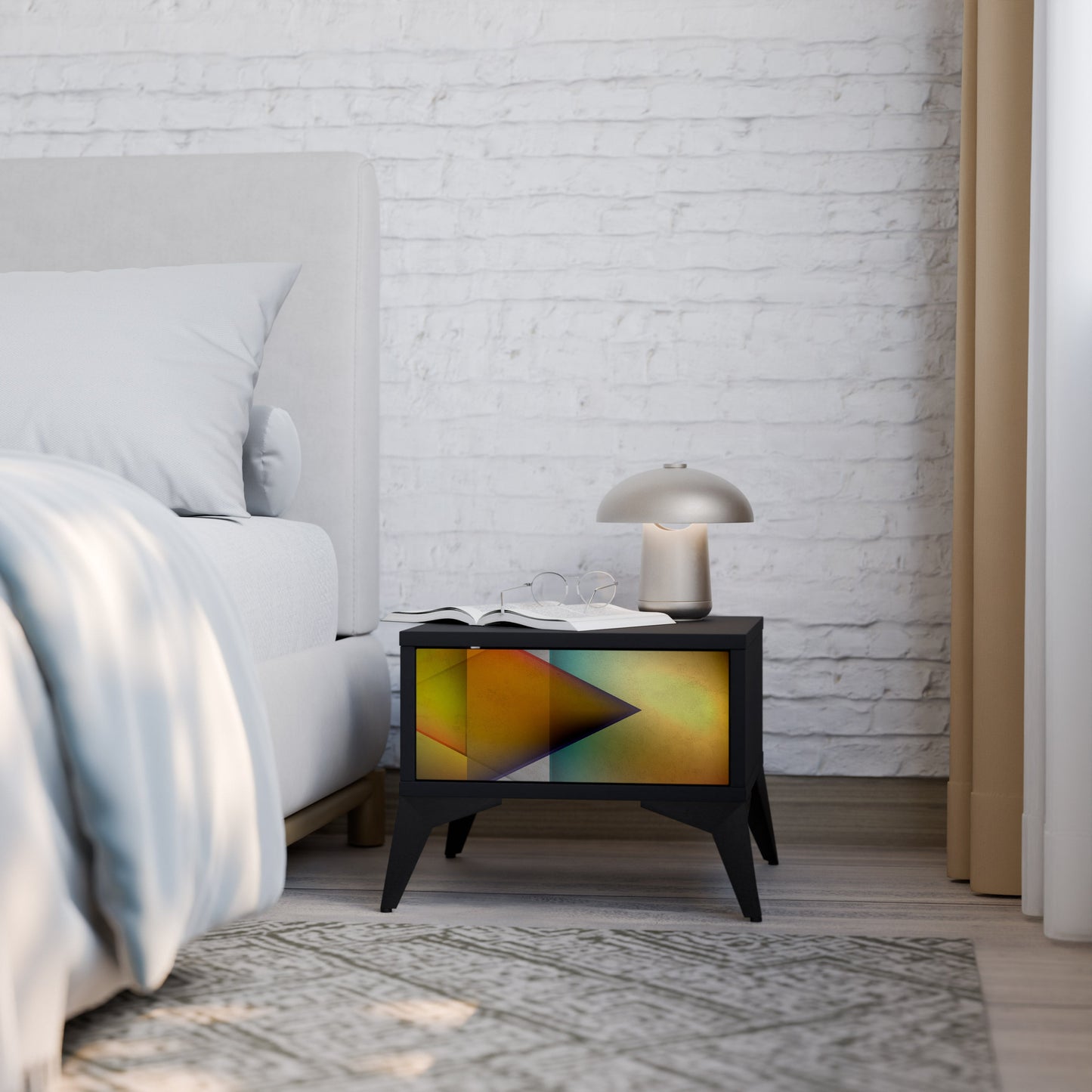 PIERCING SHARPNESS Nightstand in Black Finish