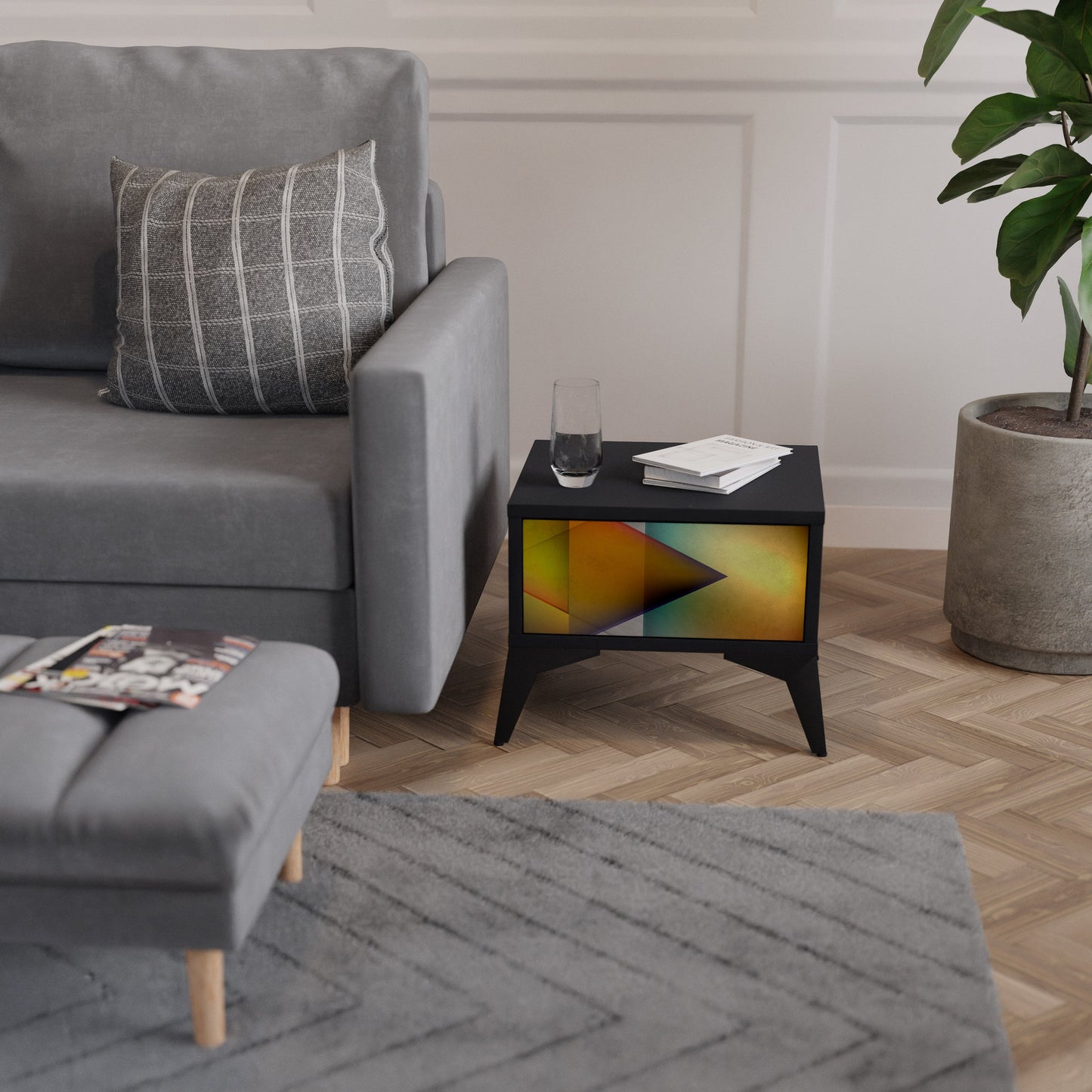 PIERCING SHARPNESS Nightstand in Black Finish