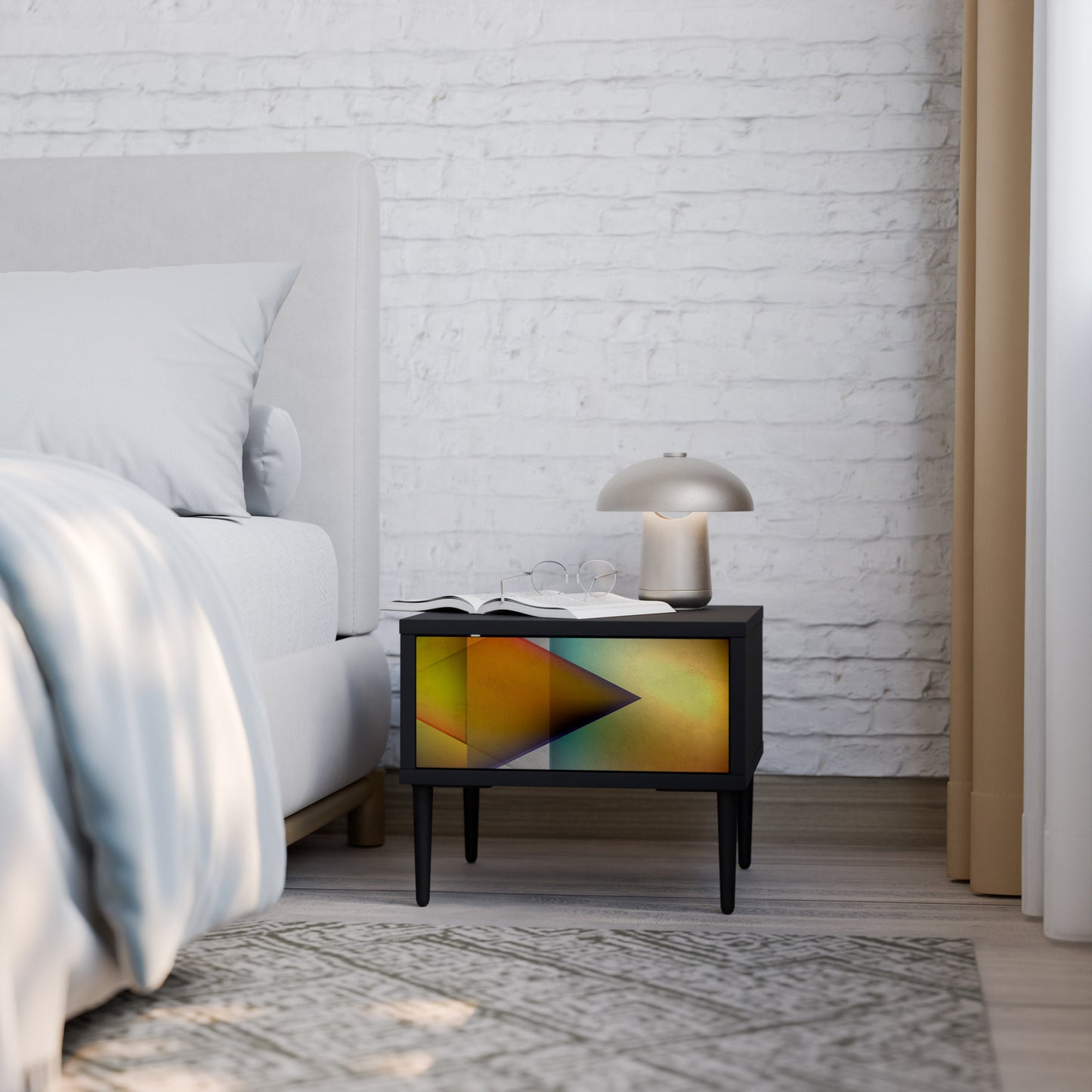 PIERCING SHARPNESS Nightstand in Black Finish