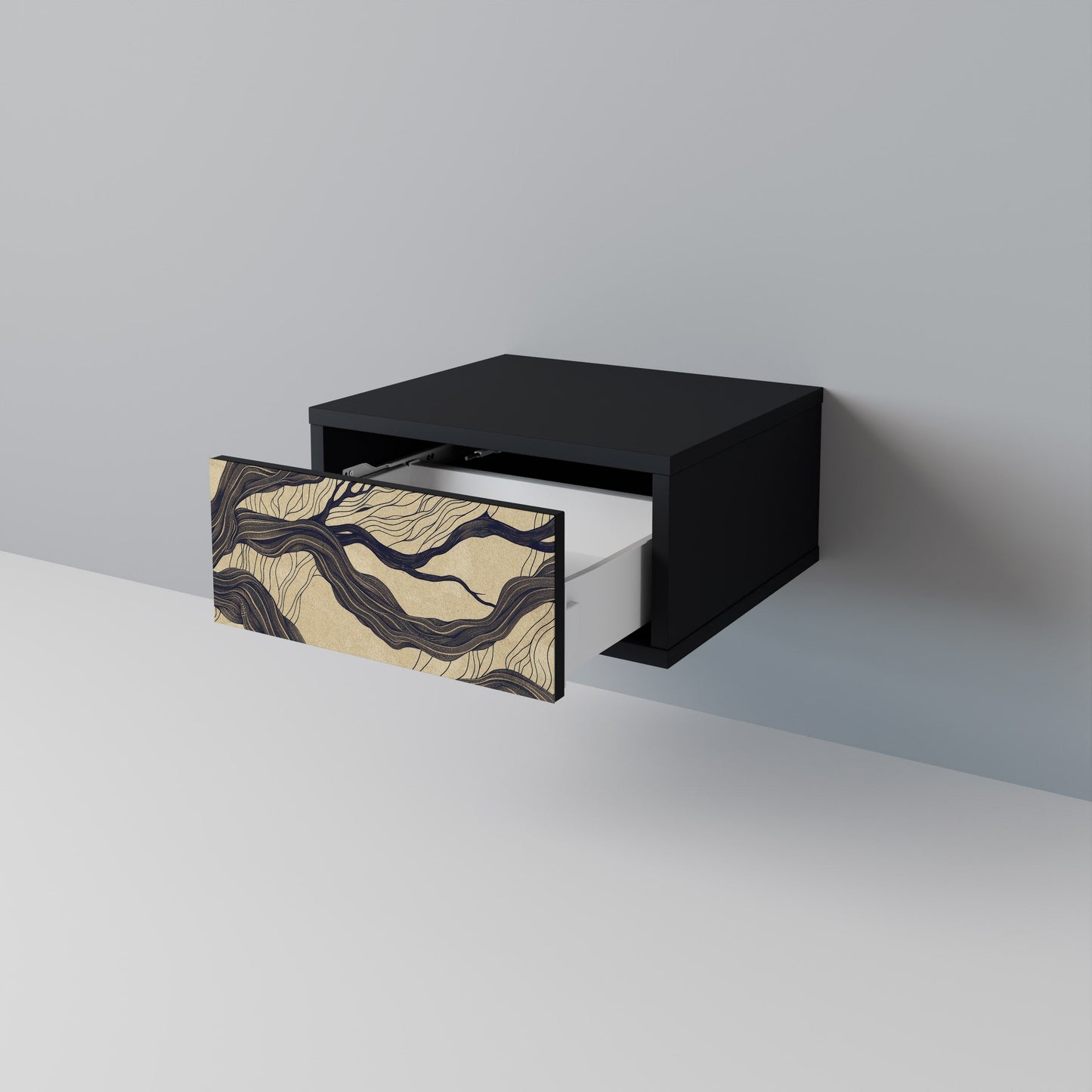 UNIFIED FRAGMENTS Nightstand in Black Finish