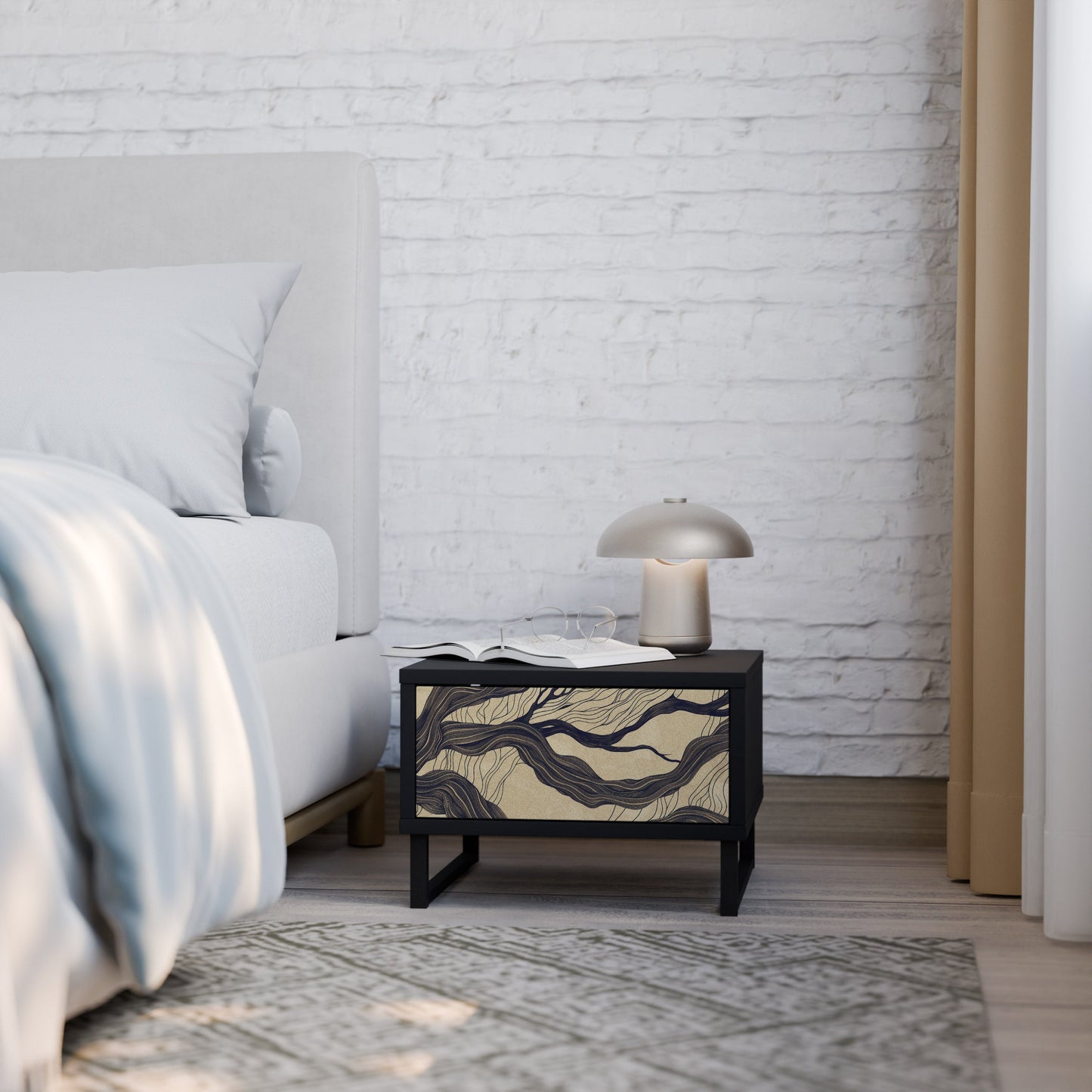 UNIFIED FRAGMENTS Nightstand in Black Finish