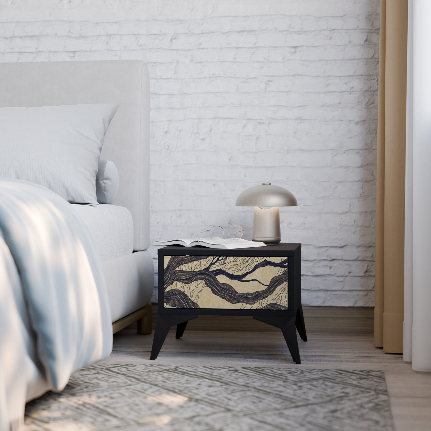 UNIFIED FRAGMENTS Nightstand in Black Finish