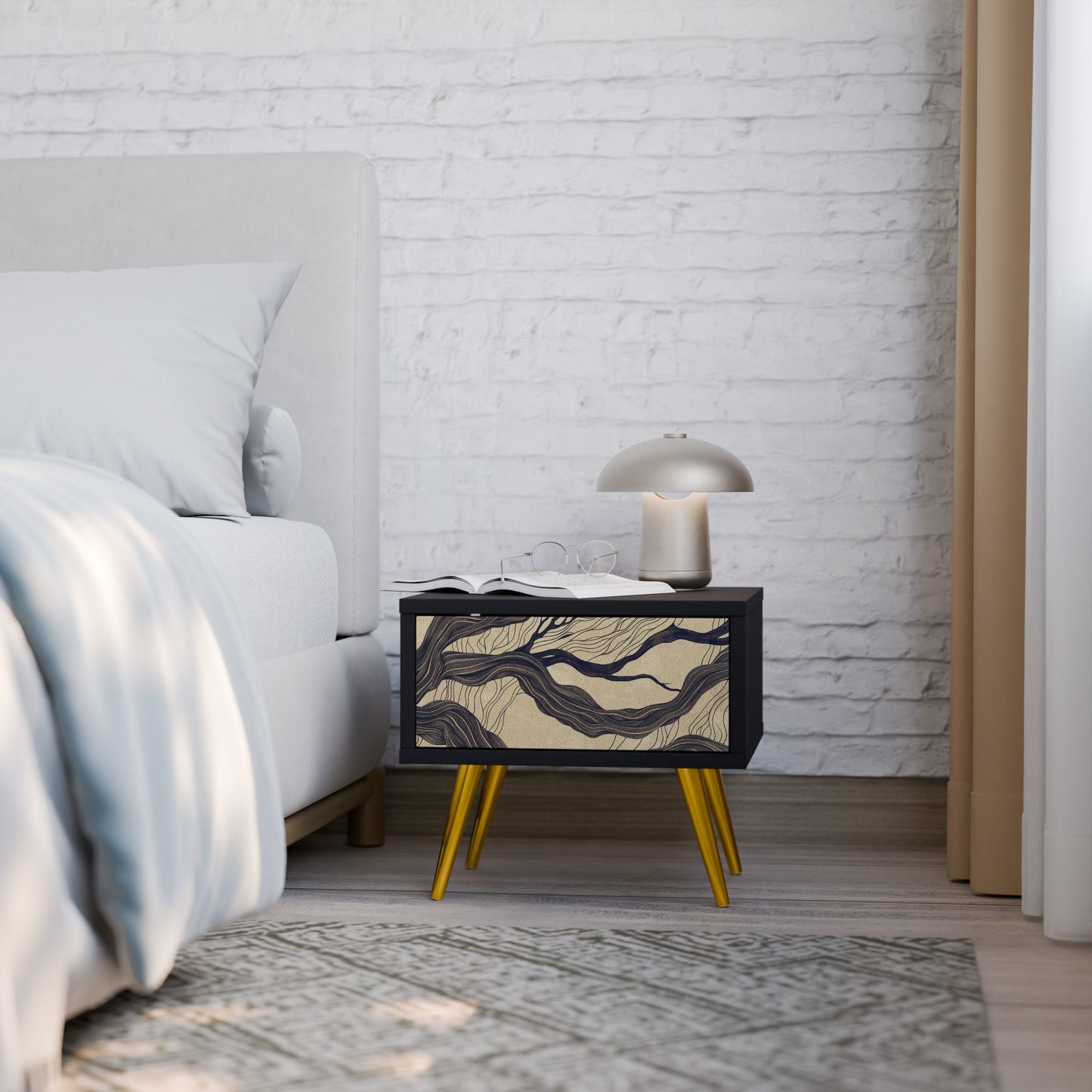 UNIFIED FRAGMENTS Nightstand in Black Finish