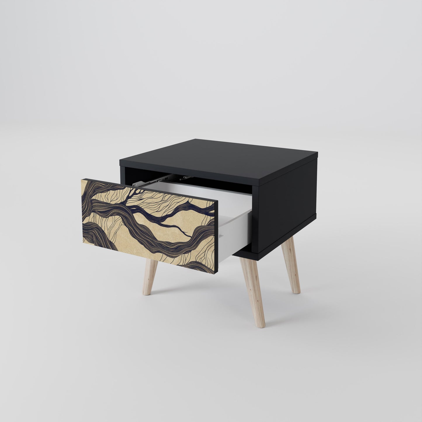 UNIFIED FRAGMENTS Nightstand in Black Finish