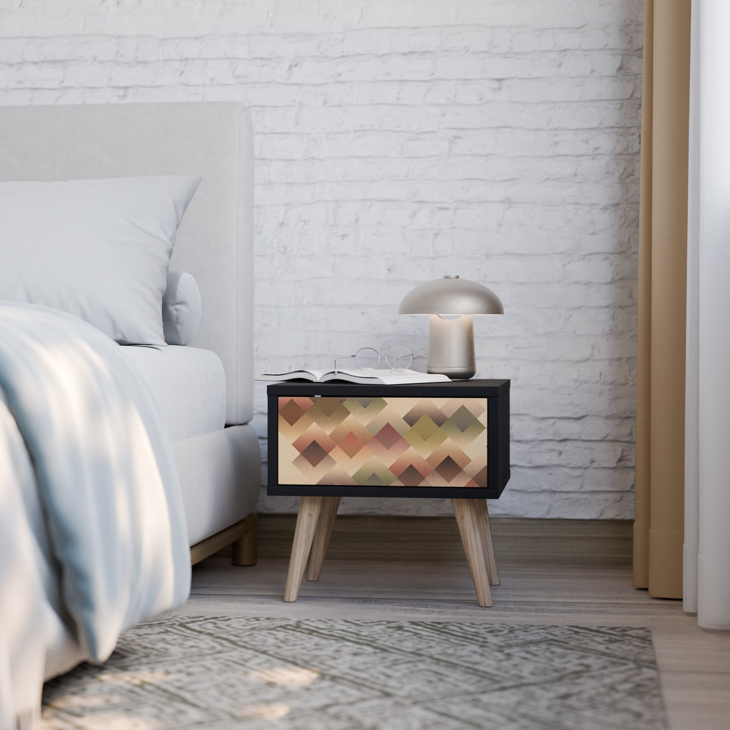GEOMETRIC FUSION Nightstand in Black Finish