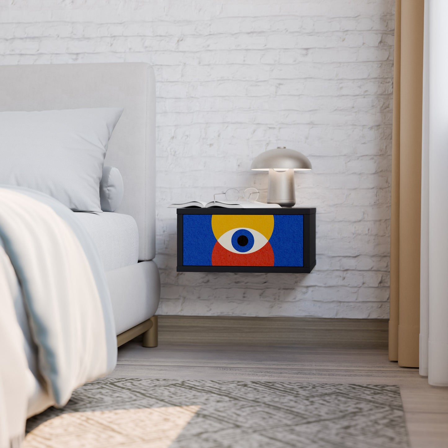 GEOMETRIC EYES Nightstand in Black Finish