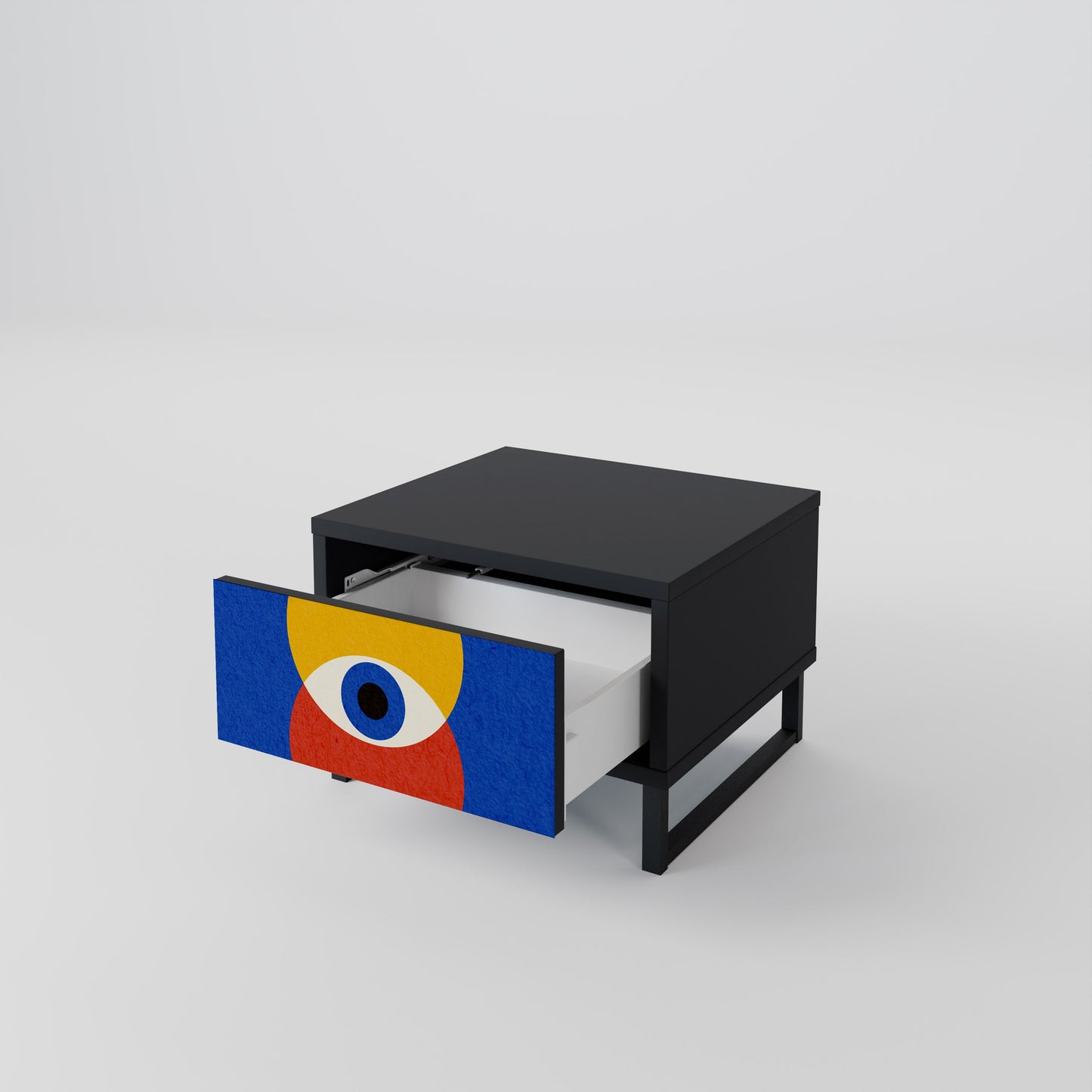GEOMETRIC EYES Nightstand in Black Finish