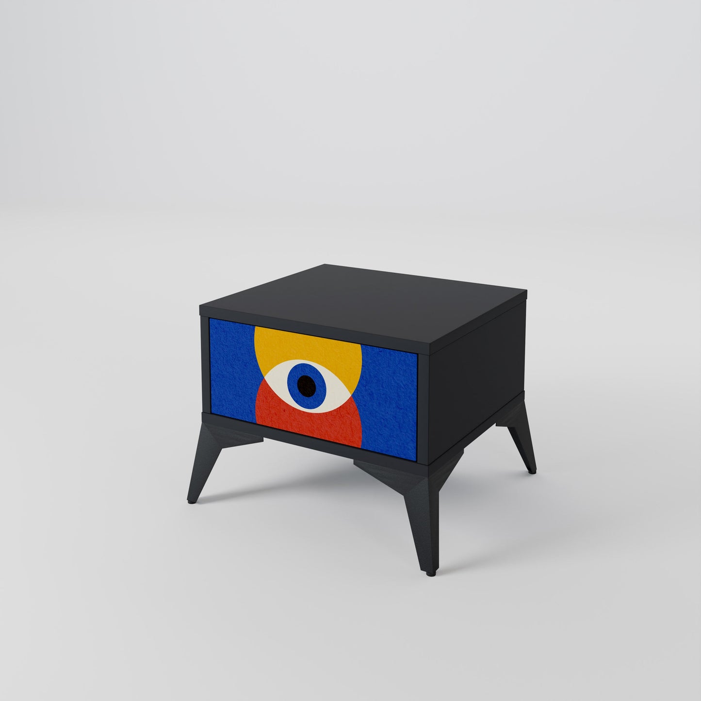 GEOMETRIC EYES Nightstand in Black Finish