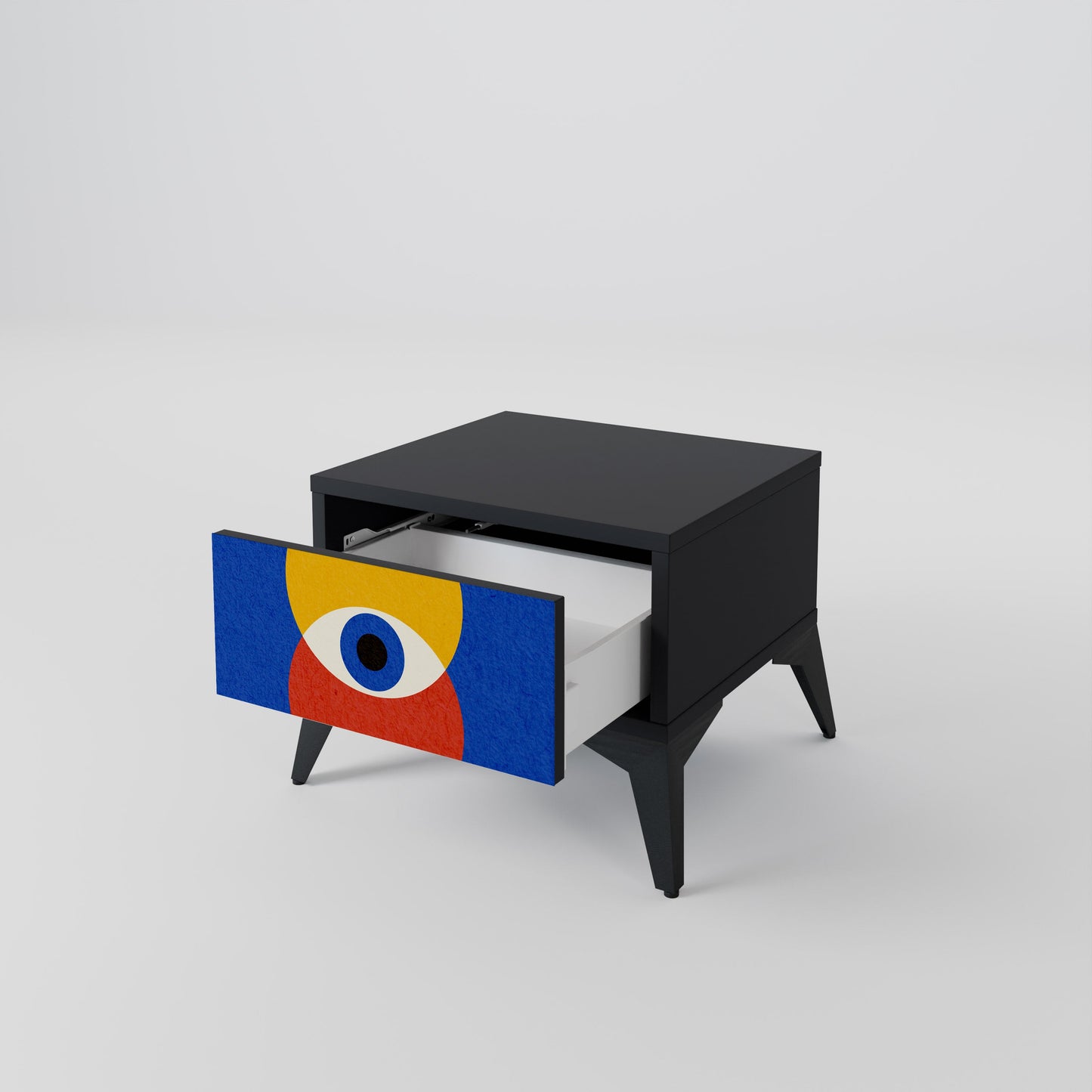 GEOMETRIC EYES Nightstand in Black Finish