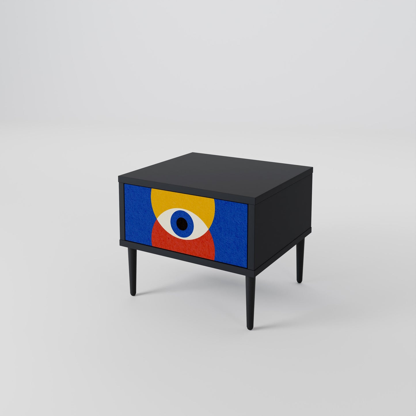 GEOMETRIC EYES Nightstand in Black Finish